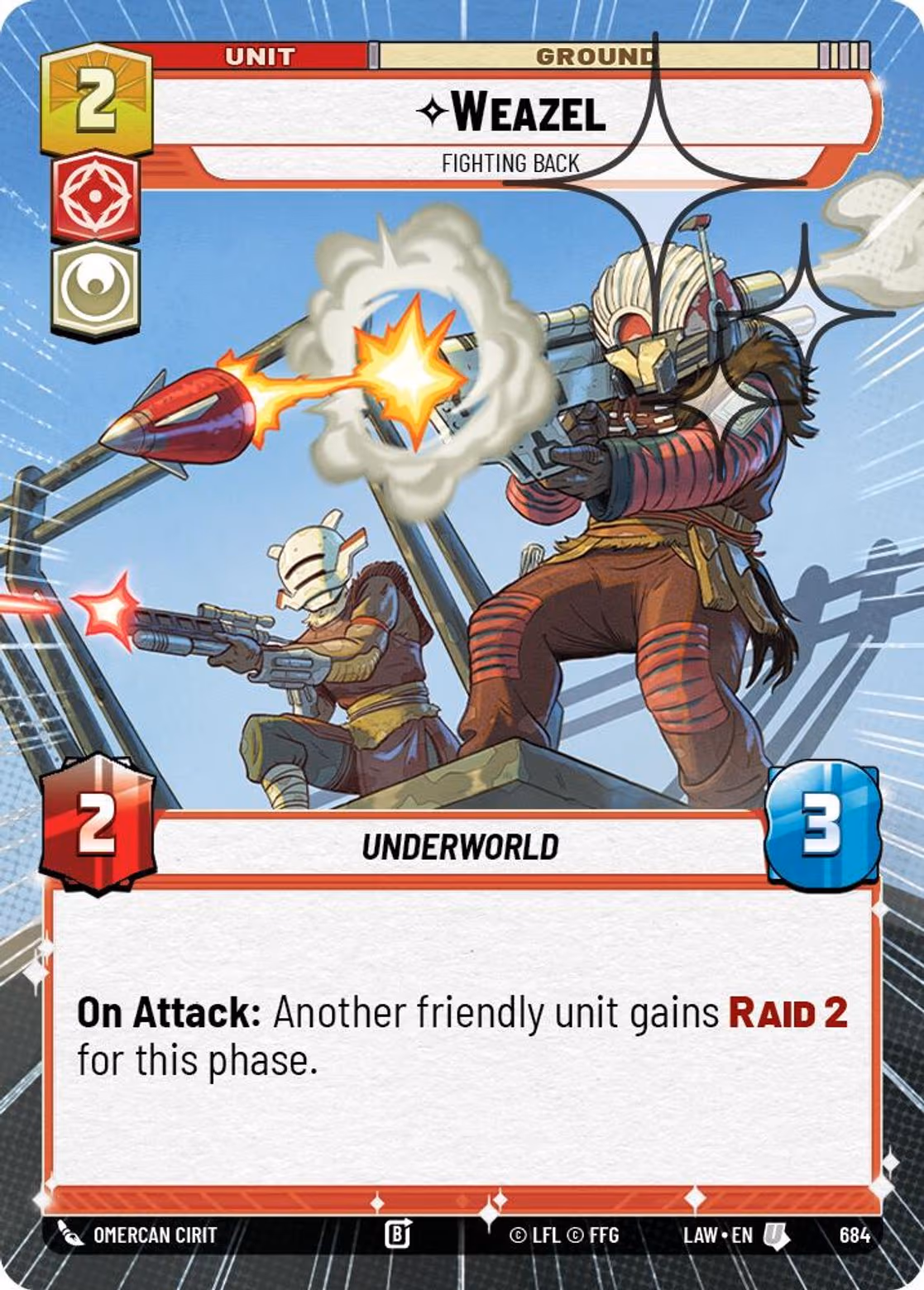Weazel - Fighting Back LAW-684 Hyperspace Foil Star Wars Unlimited card