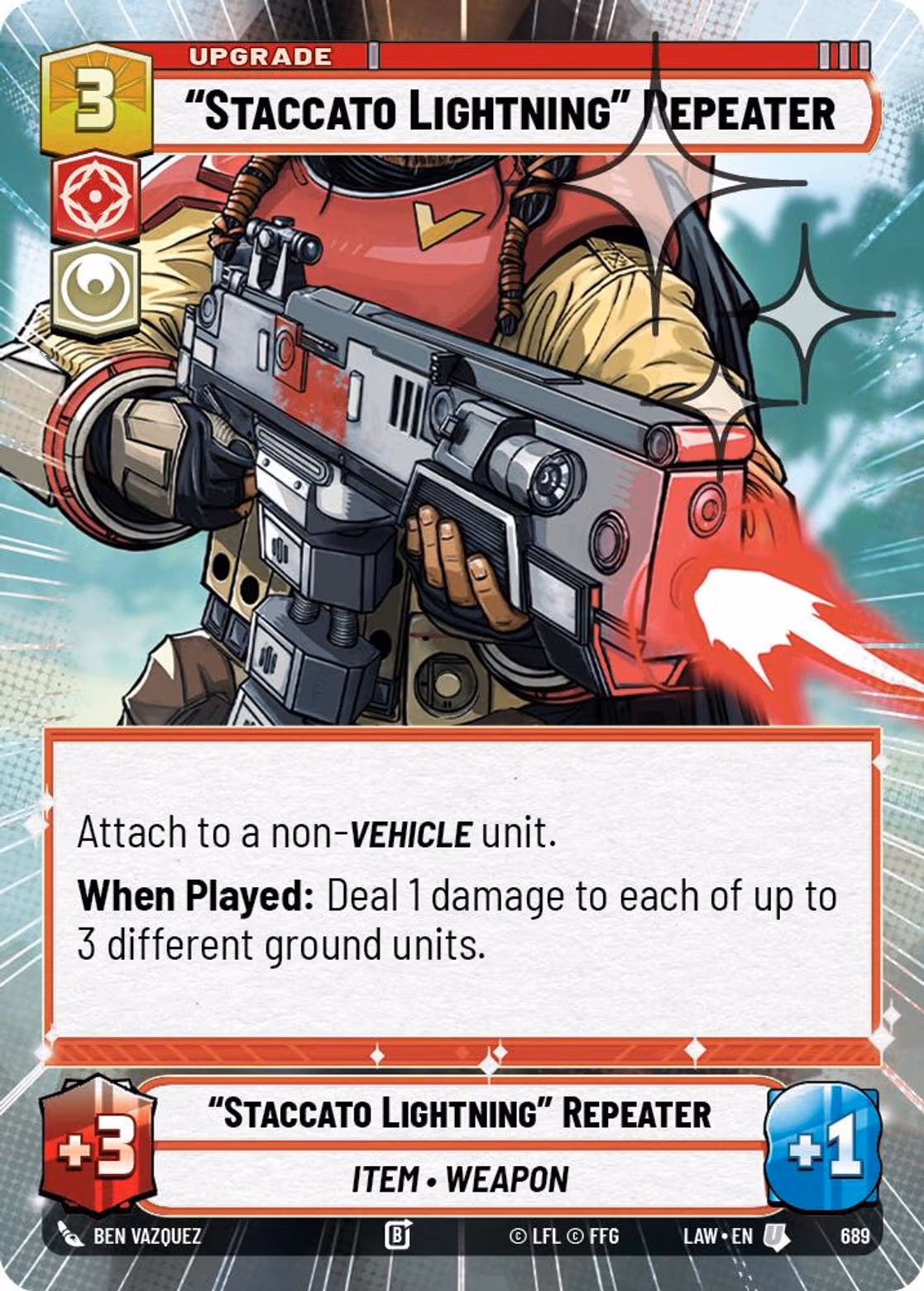 "Staccato Lightning" Repeater LAW-689 Hyperspace Foil Star Wars Unlimited card