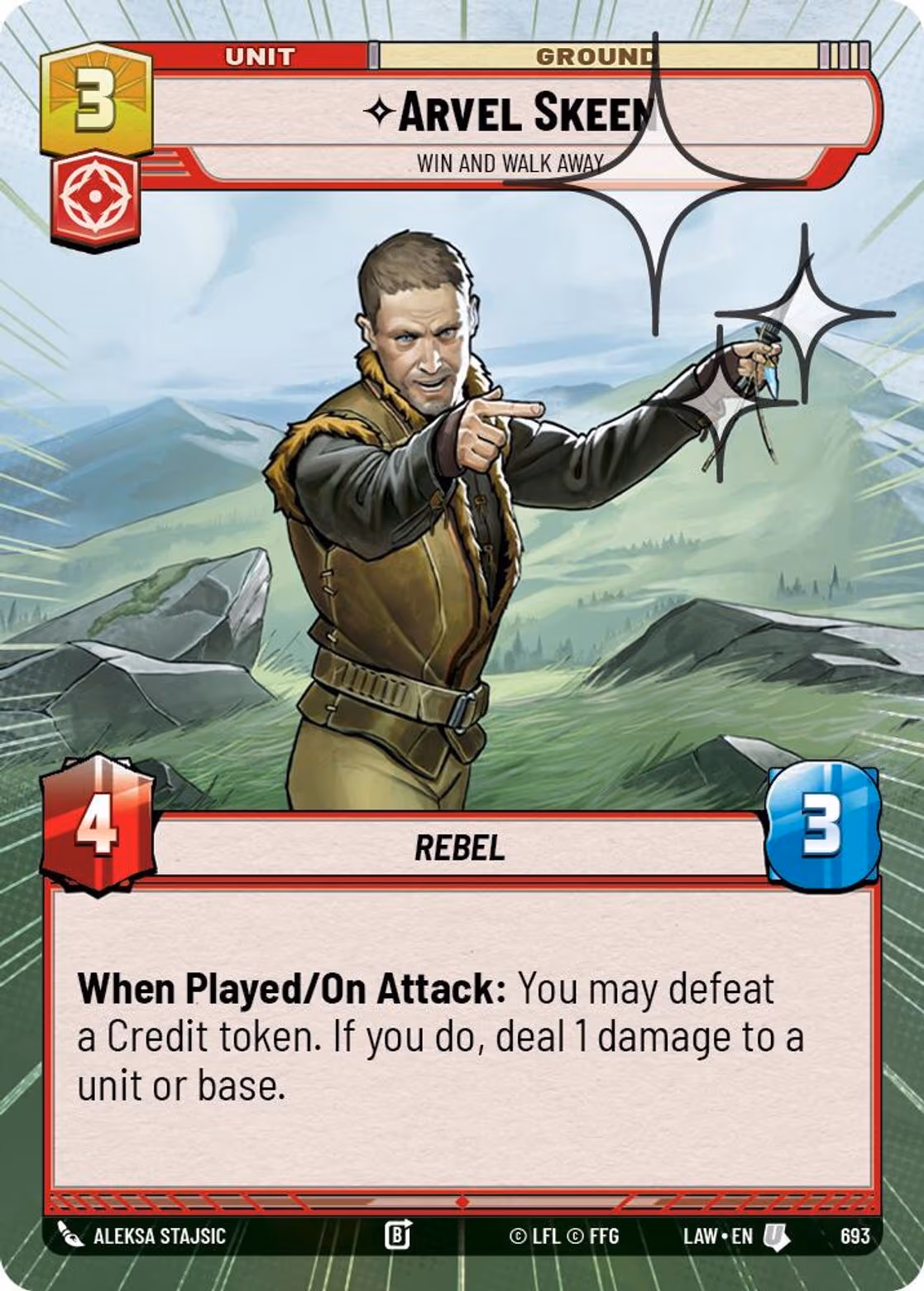 Arvel Skeen - Win and Walk Away LAW-693 Hyperspace Foil Star Wars Unlimited card