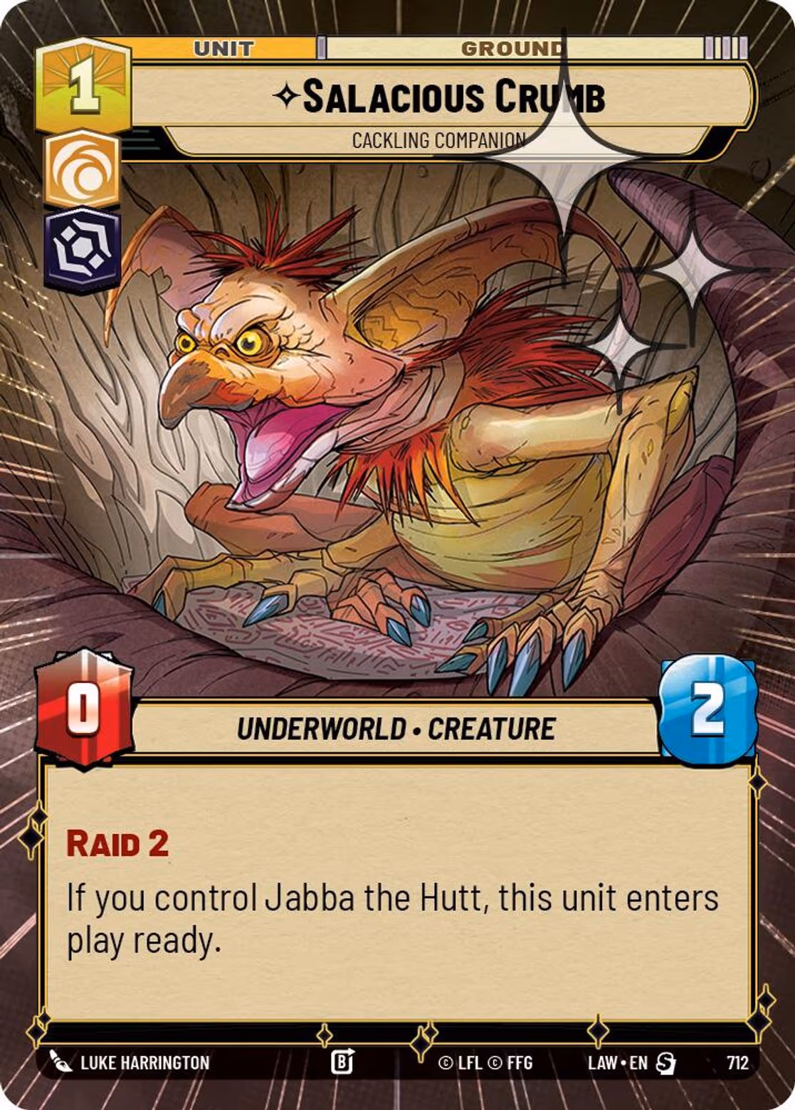 Salacious Crumb - Cackling Companion LAW-712 Hyperspace Foil Star Wars Unlimited card