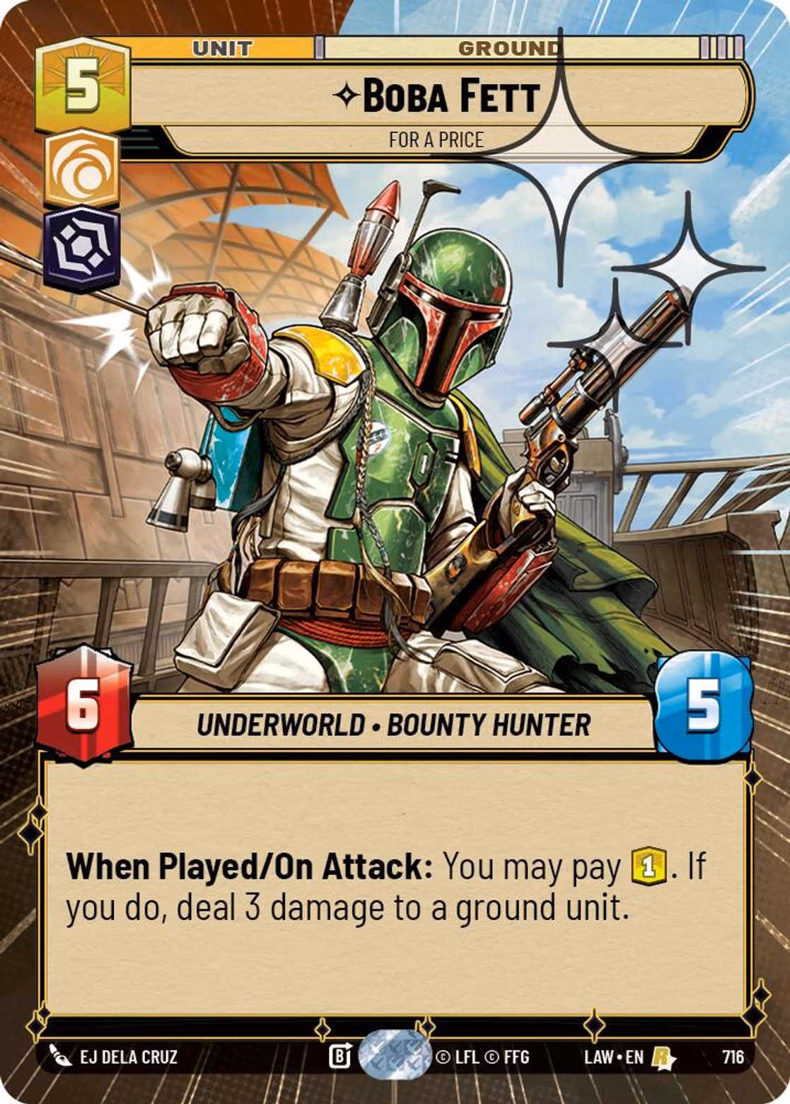Boba Fett - For a Price LAW-716 Hyperspace Foil Star Wars Unlimited card