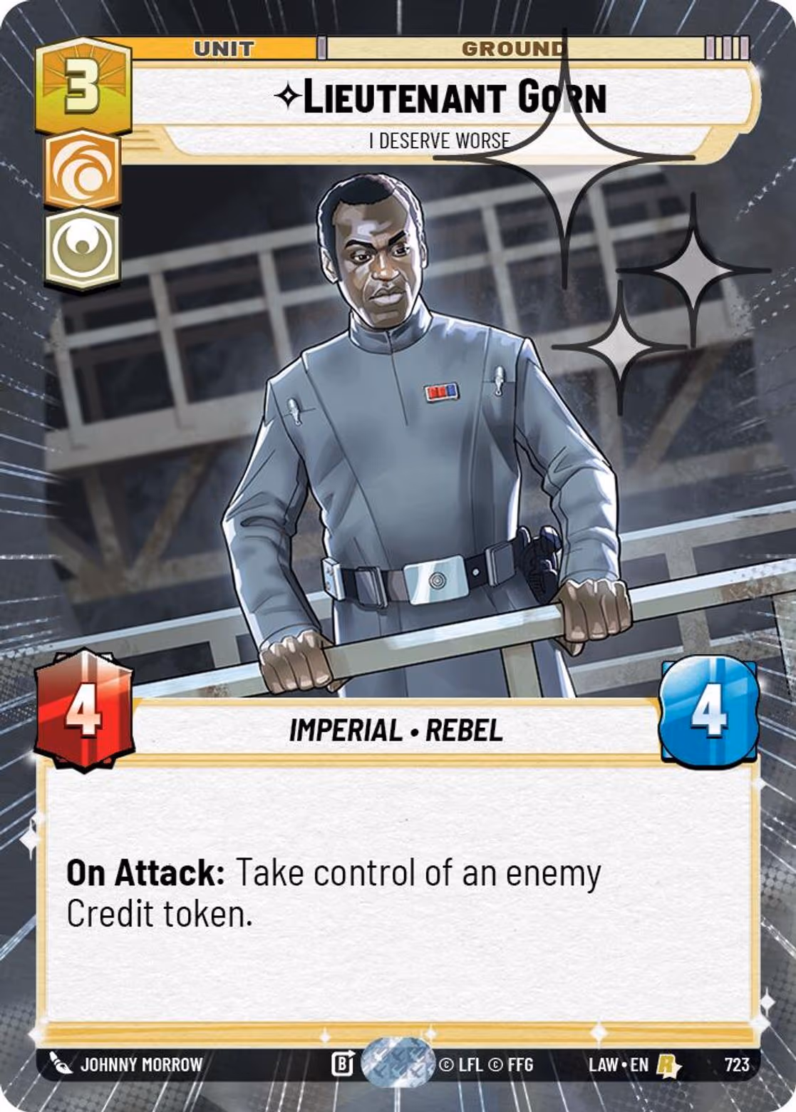 Lieutenant Gorn - I Deserve Worse LAW-723 Hyperspace Foil Star Wars Unlimited card