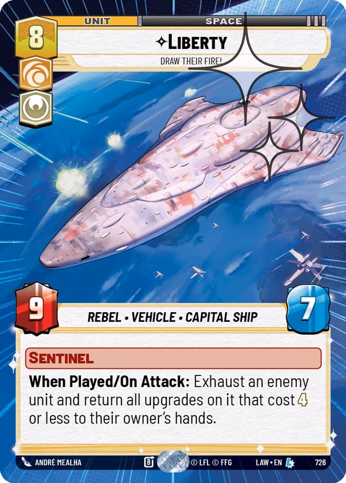 Liberty - Draw Their Fire! LAW-726 Hyperspace Foil Star Wars Unlimited card