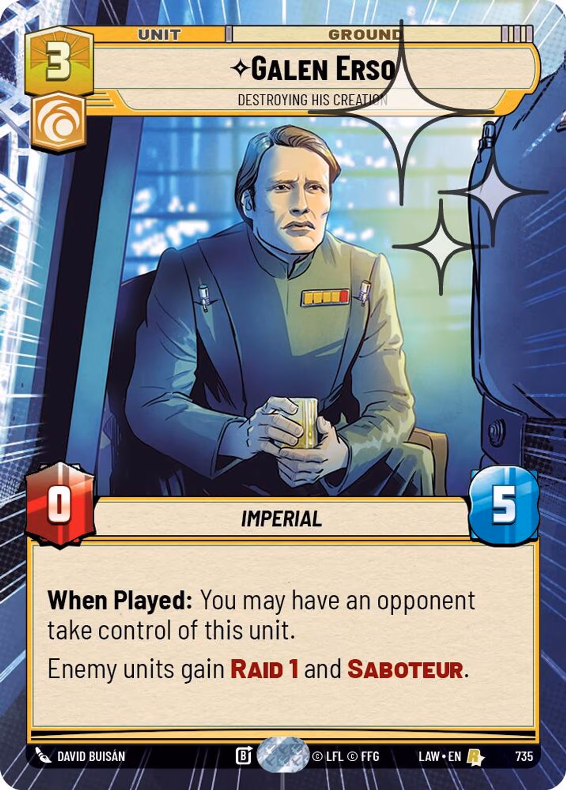 Galen Erso - Destroying His Creation LAW-735 Hyperspace Foil Star Wars Unlimited card