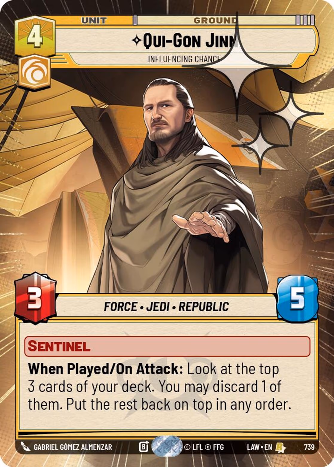 Qui-Gon Jinn - Influencing Chance LAW-739 Hyperspace Foil Star Wars Unlimited card