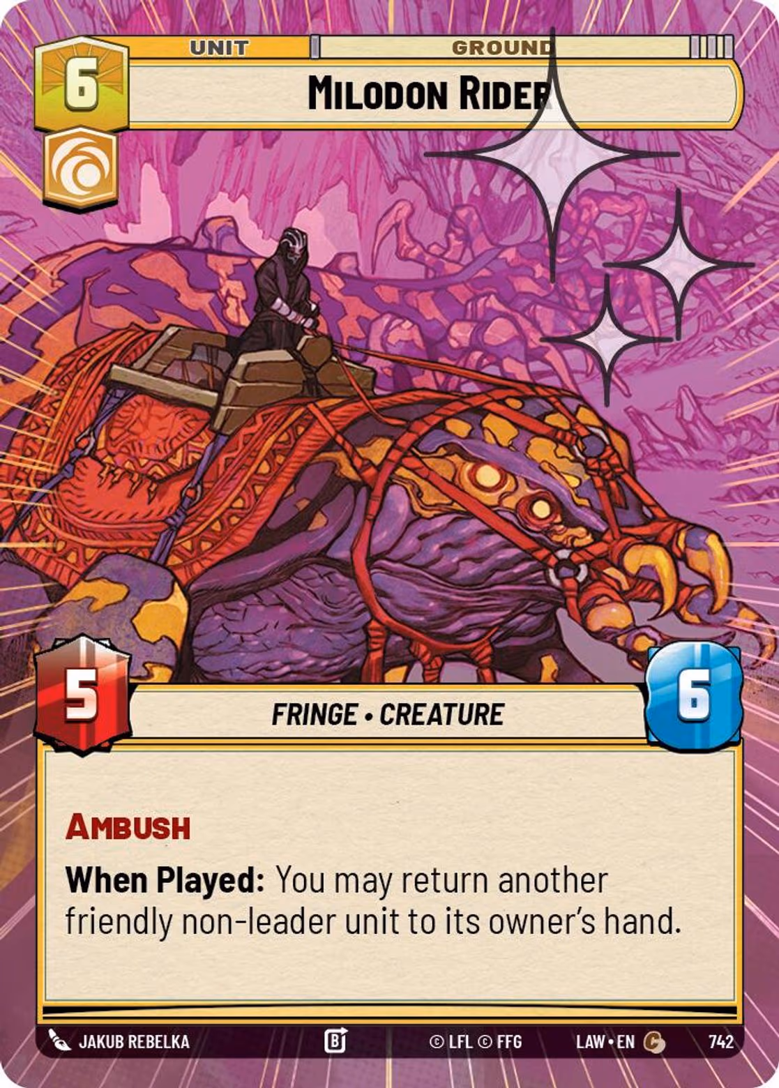 Milodon Rider LAW-742 Hyperspace Foil Star Wars Unlimited card