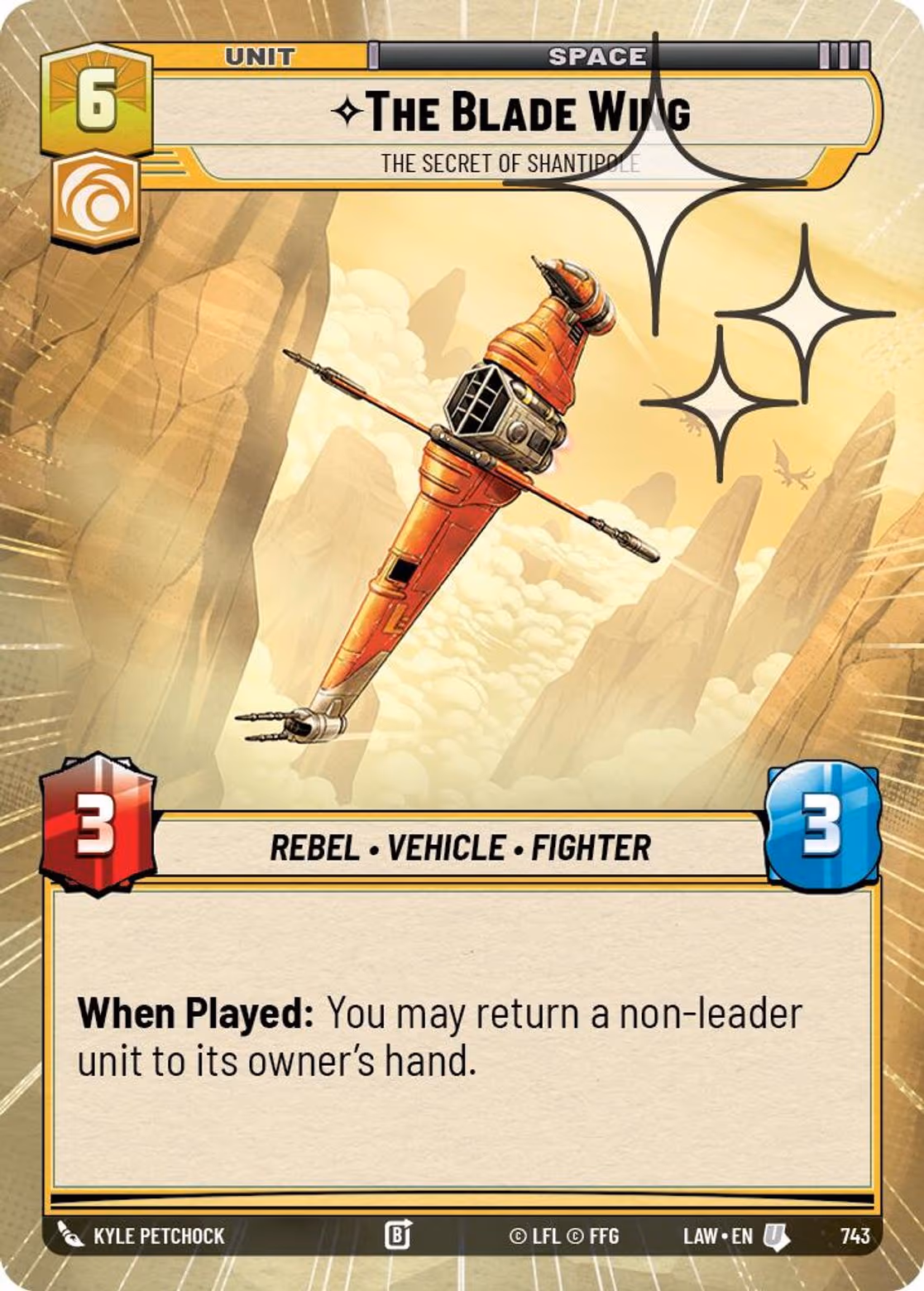 The Blade Wing - The Secret of Shantipole LAW-743 Hyperspace Foil Star Wars Unlimited card