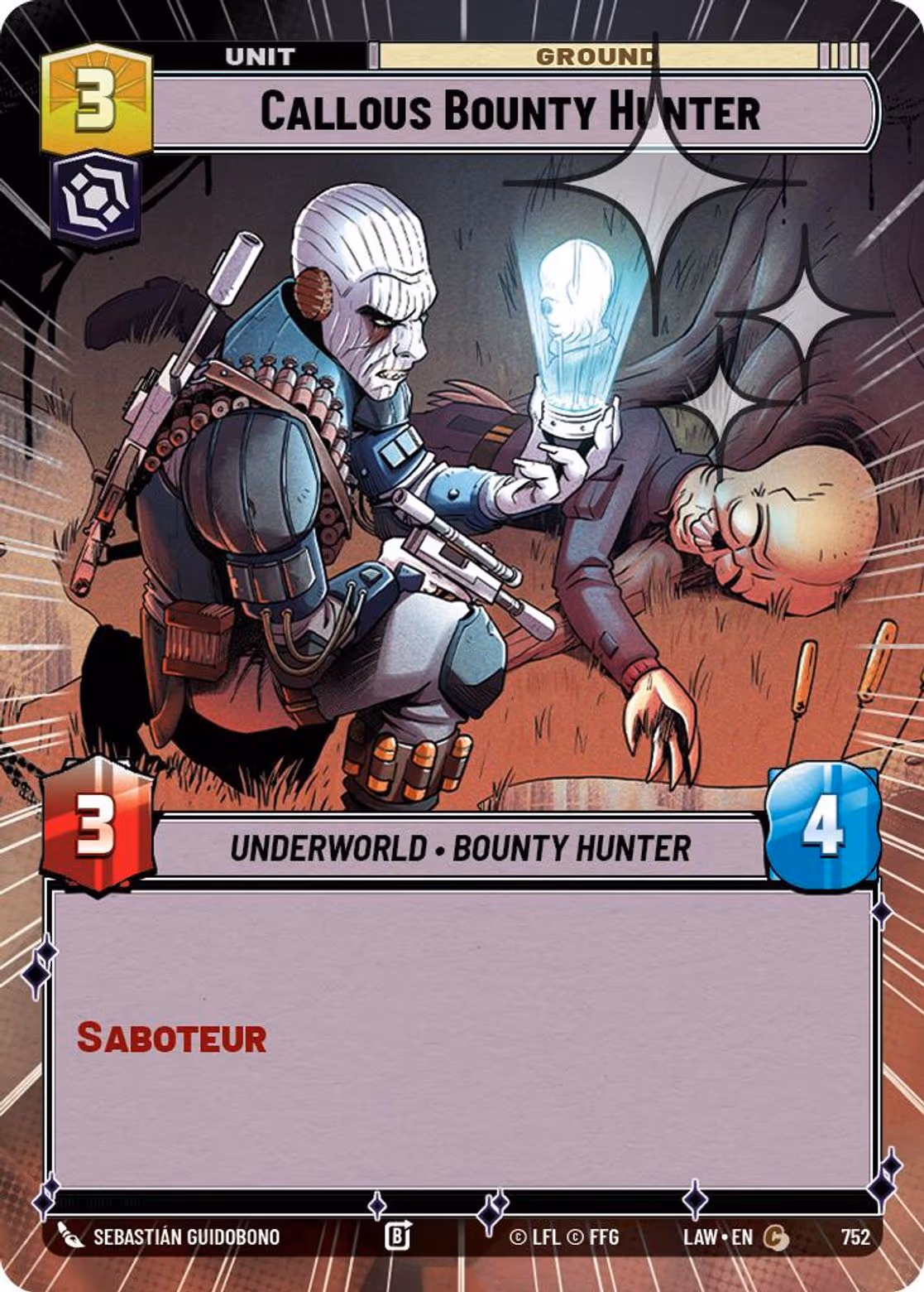 Callous Bounty Hunter LAW-752 Hyperspace Foil Star Wars Unlimited card