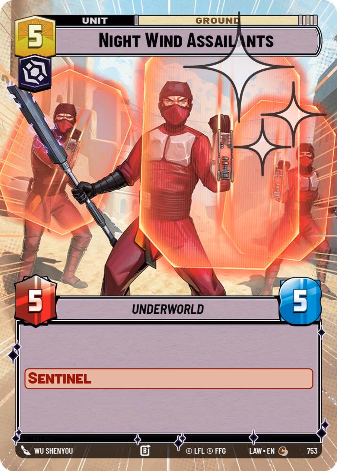 Night Wind Assailants LAW-753 Hyperspace Foil Star Wars Unlimited card