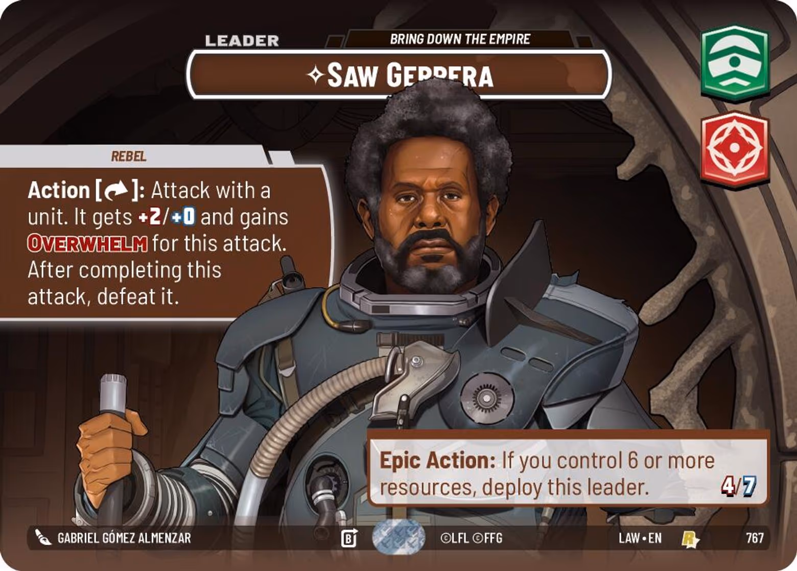 Saw Gerrera - Bring Down the Empire LAW-767 Showcase Star Wars Unlimited card