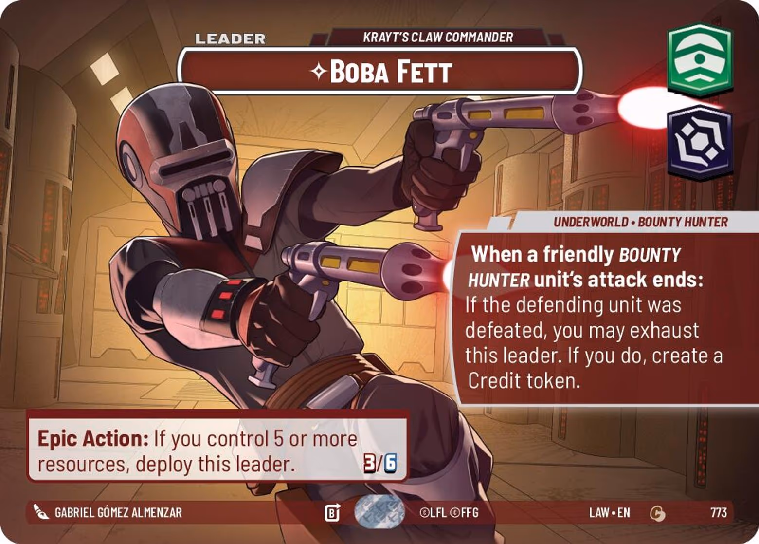 Boba Fett - Krayt's Claw Commander LAW-773 Showcase Star Wars Unlimited card