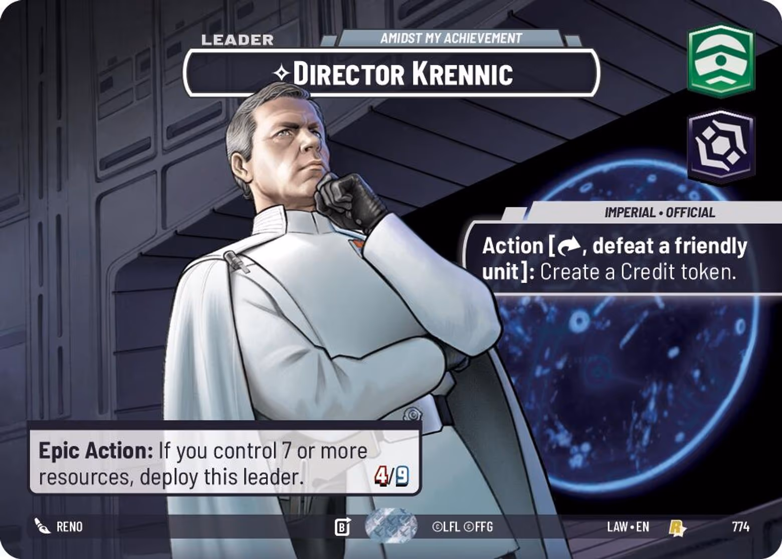 Director Krennic - Amidst My Achievement LAW-774 Showcase Star Wars Unlimited card