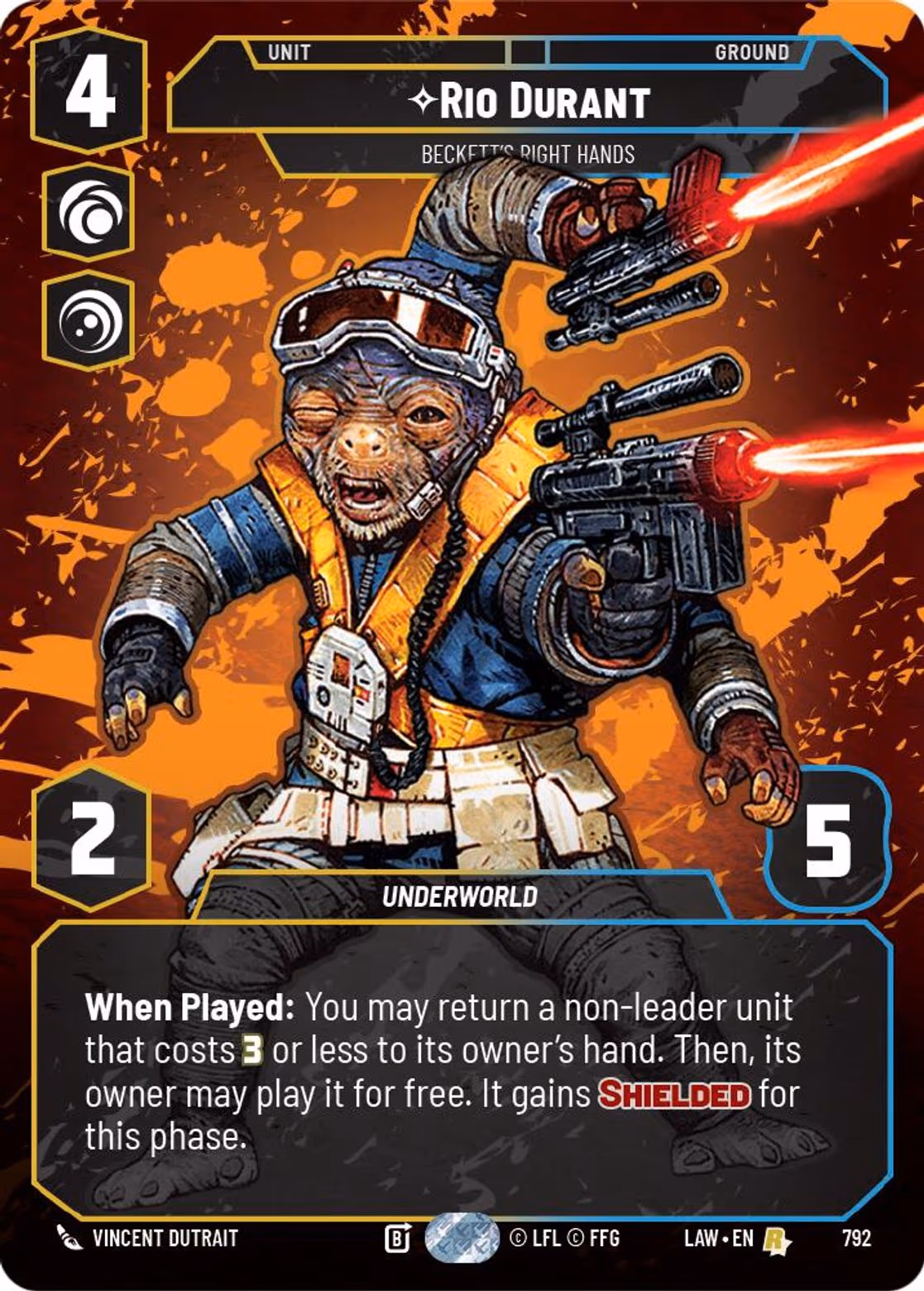 Rio Durant - Beckett's Right Hands LAW-792 Prestige Star Wars Unlimited card