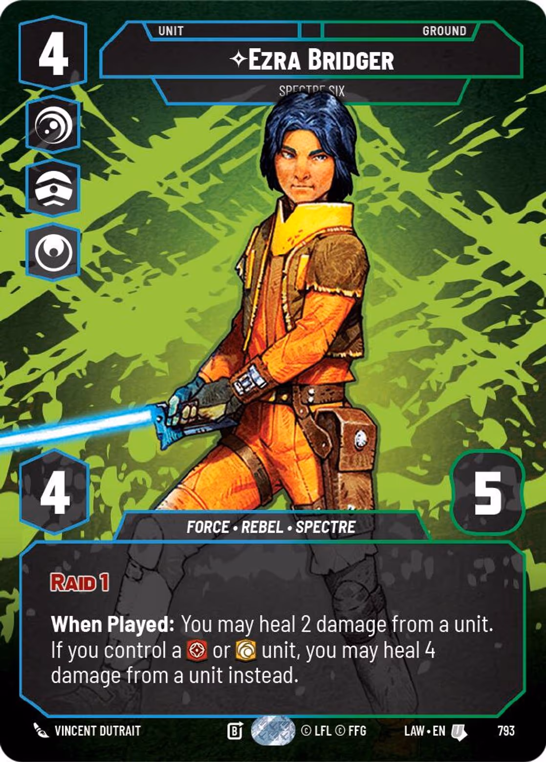 Ezra Bridger - Spectre Six LAW-793 Prestige Star Wars Unlimited card