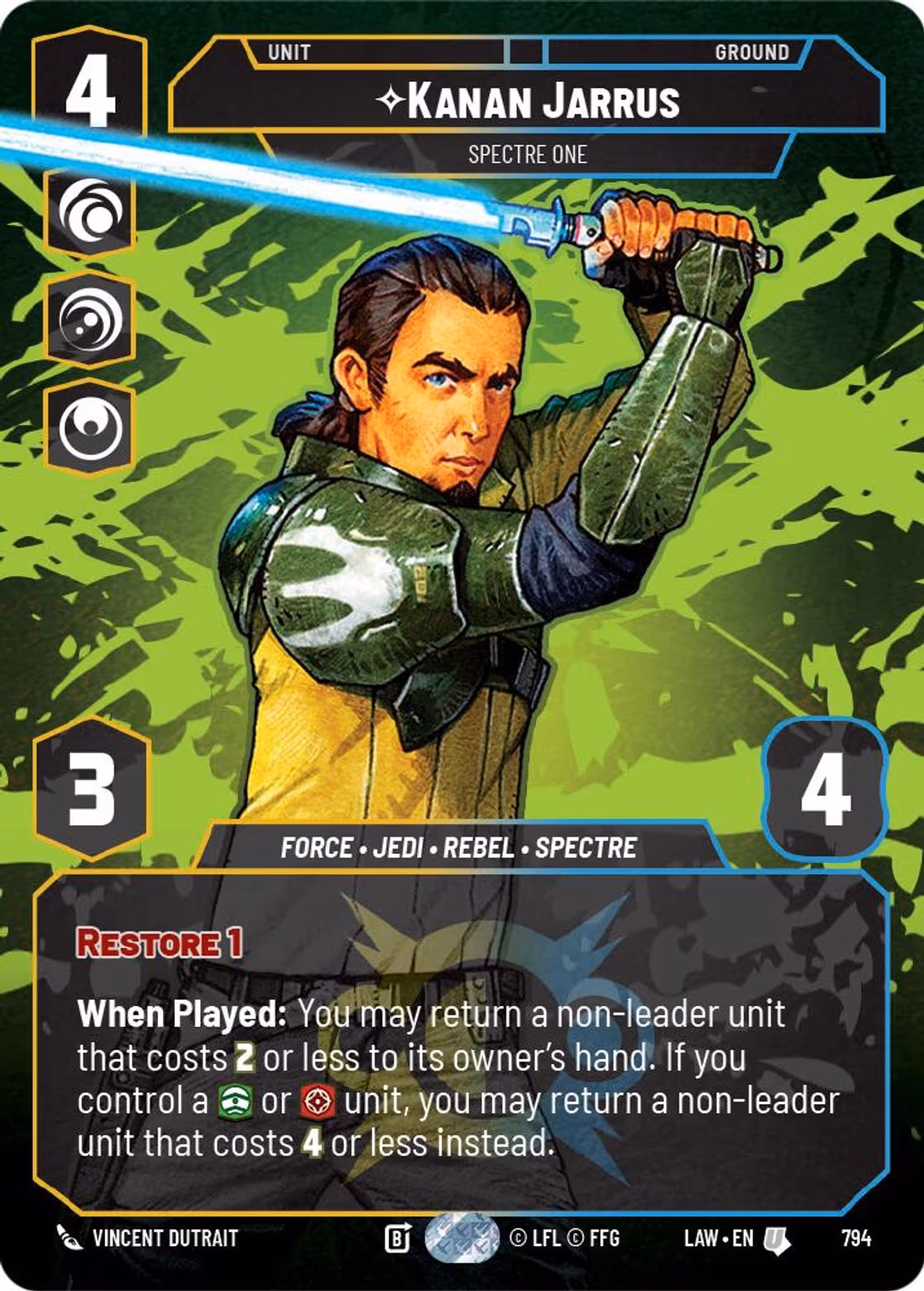 Kanan Jarrus - Spectre One LAW-794 Prestige Star Wars Unlimited card