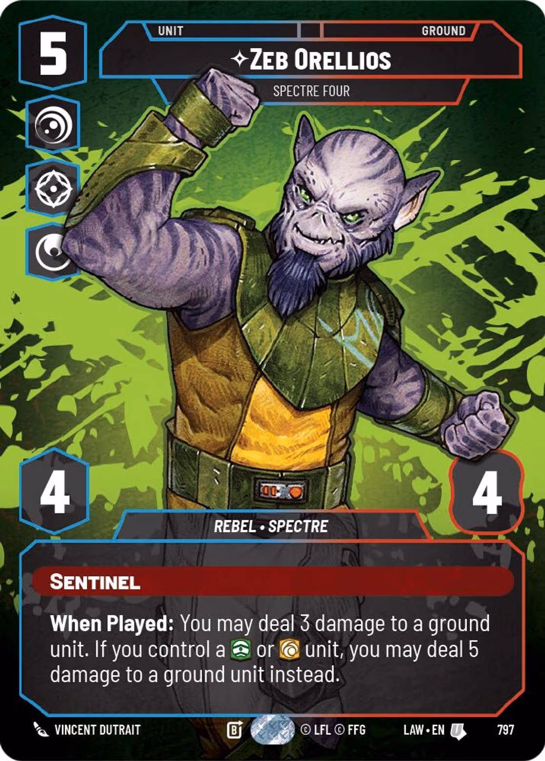 Zeb Orellios - Spectre Four LAW-797 Prestige Star Wars Unlimited card