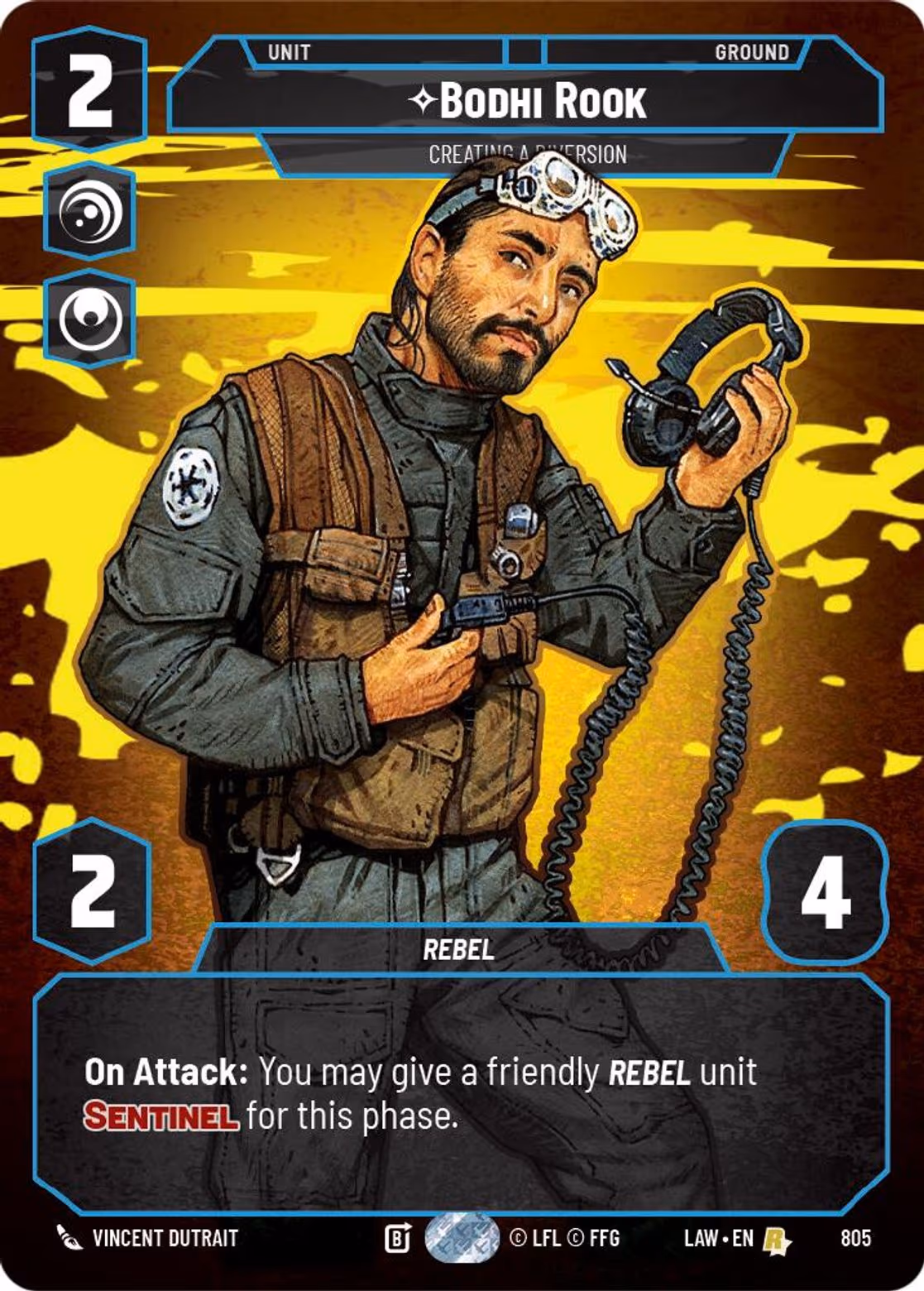 Bodhi Rook - Creating a Diversion LAW-805 Prestige Star Wars Unlimited card