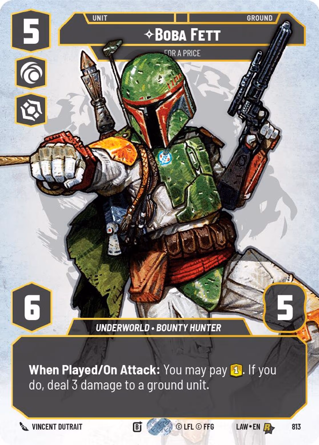 Boba Fett - For a Price LAW-813 Prestige Star Wars Unlimited card
