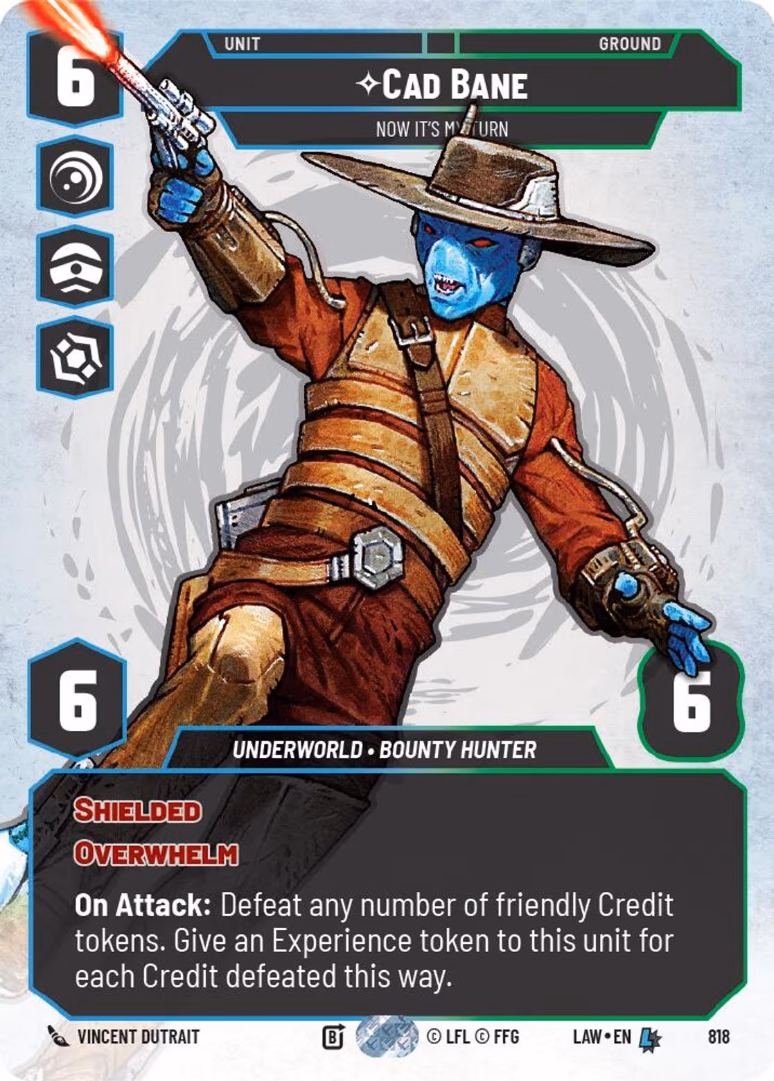 Cad Bane - Now it's My Turn LAW-818 Prestige Star Wars Unlimited card