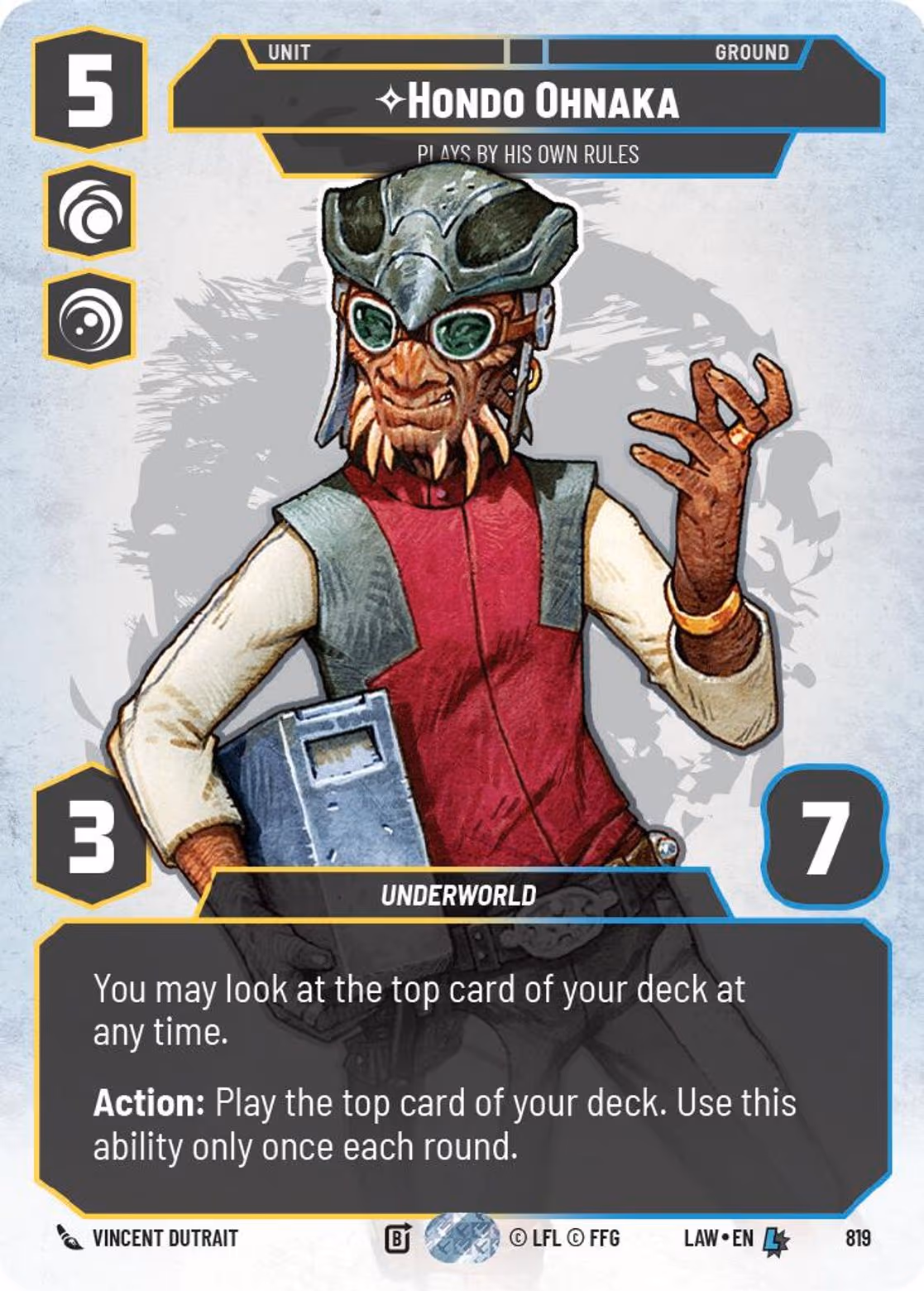 Hondo Ohnaka - Plays By His Own Rules LAW-819 Prestige Star Wars Unlimited card