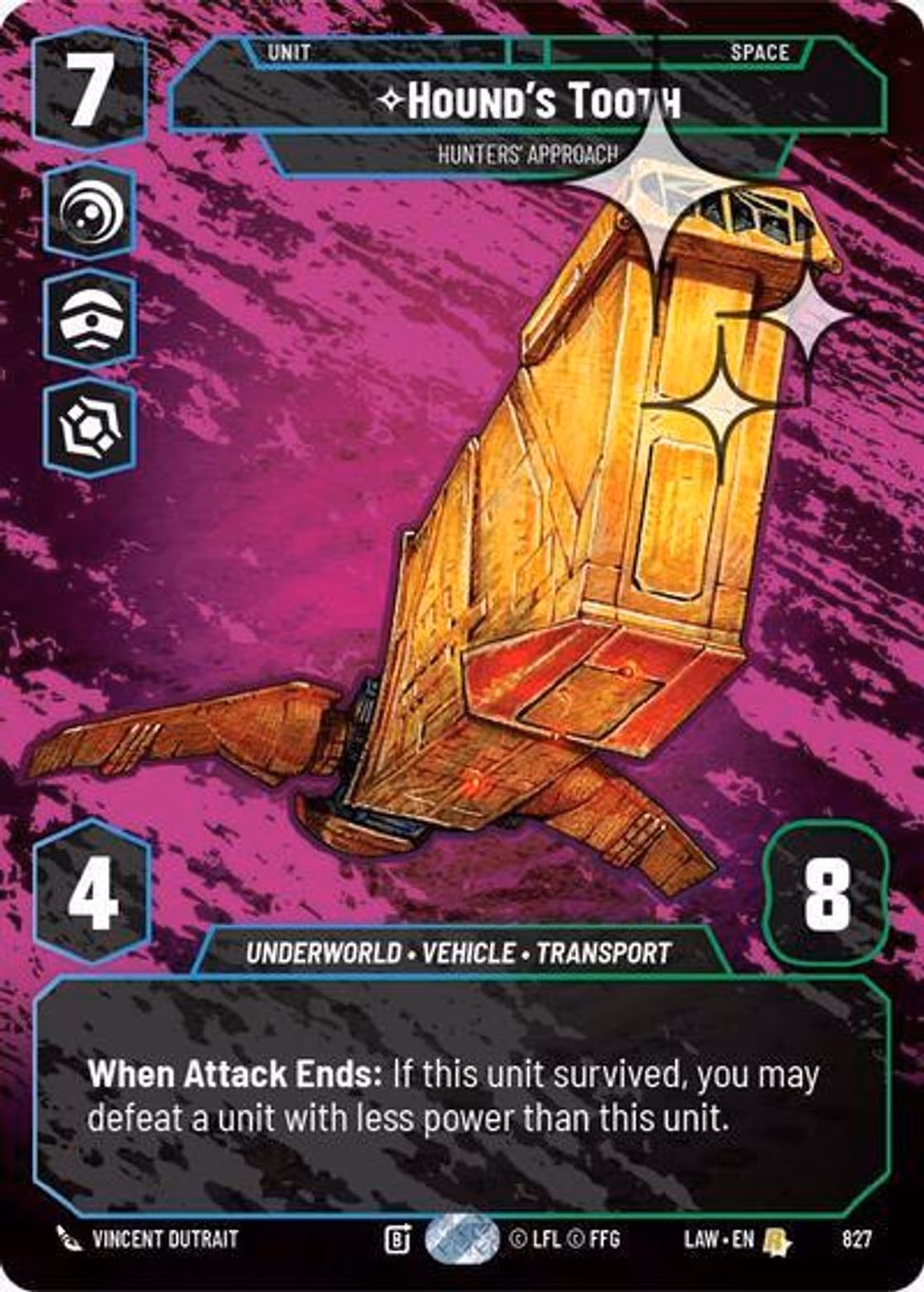 Hound's Tooth - Hunters' Approach LAW-827 Prestige Foil Star Wars Unlimited card