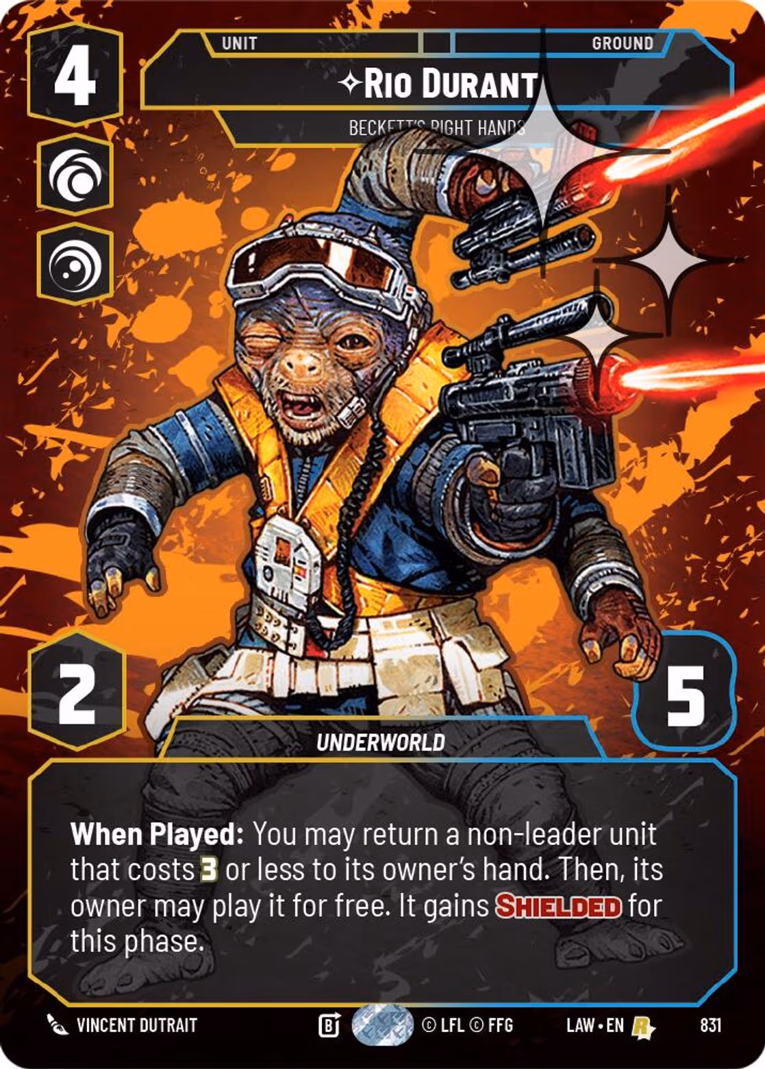 Rio Durant - Beckett's Right Hands LAW-831 Prestige Foil Star Wars Unlimited card