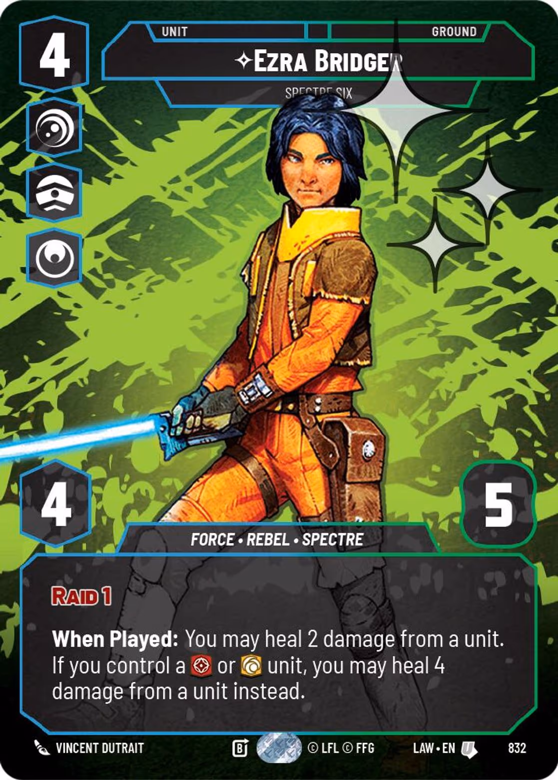 Ezra Bridger - Spectre Six LAW-832 Prestige Foil Star Wars Unlimited card