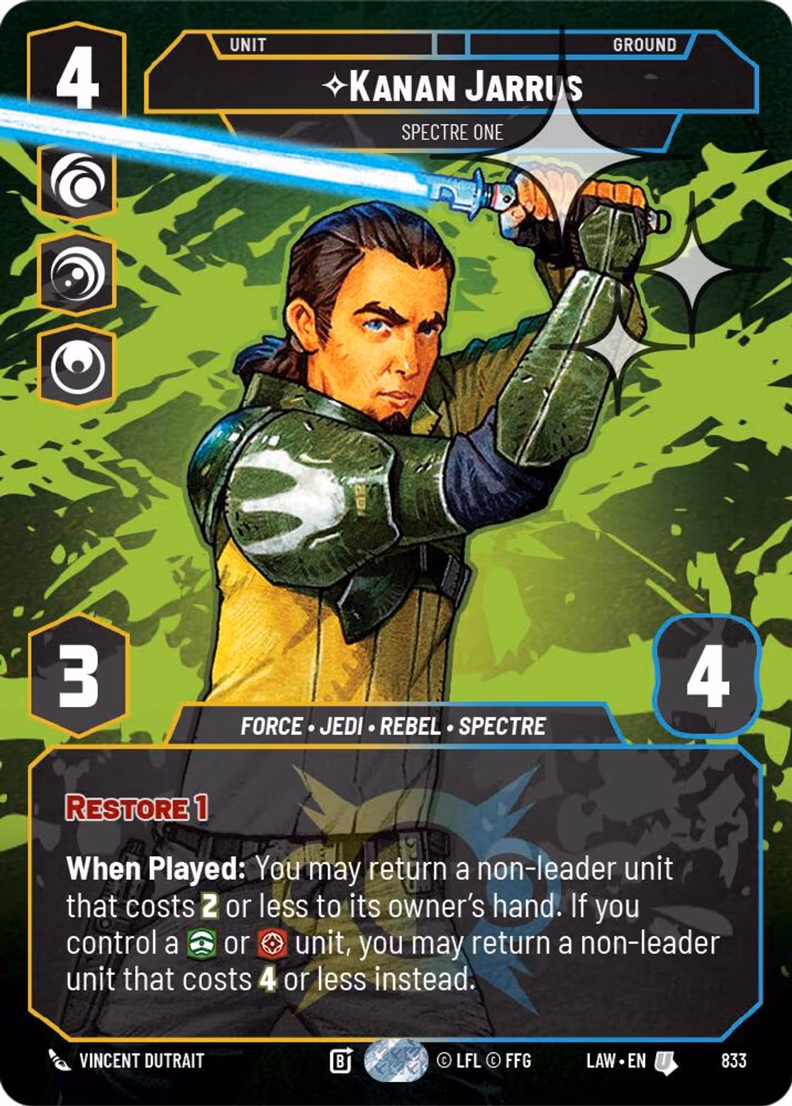 Kanan Jarrus - Spectre One LAW-833 Prestige Foil Star Wars Unlimited card