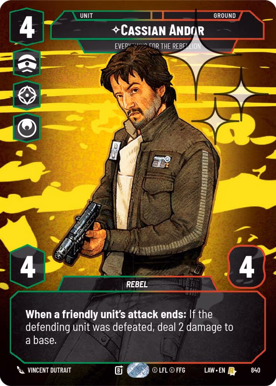 Cassian Andor - Everything for the Rebellion LAW-840 Prestige Foil Star Wars Unlimited card