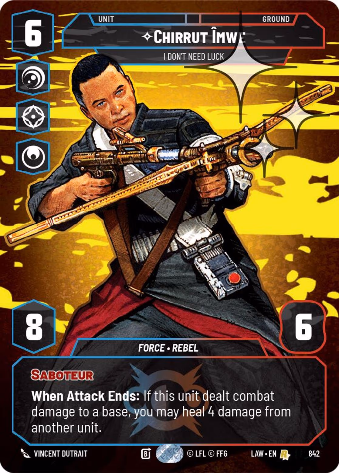 Chirrut Îmwe - I Don't Need Luck LAW-842 Prestige Foil Star Wars Unlimited card