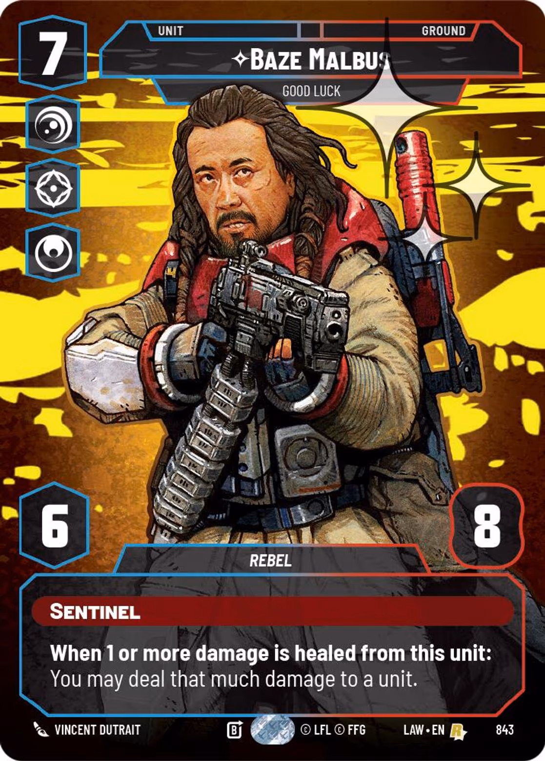 Baze Malbus - Good Luck LAW-843 Prestige Foil Star Wars Unlimited card