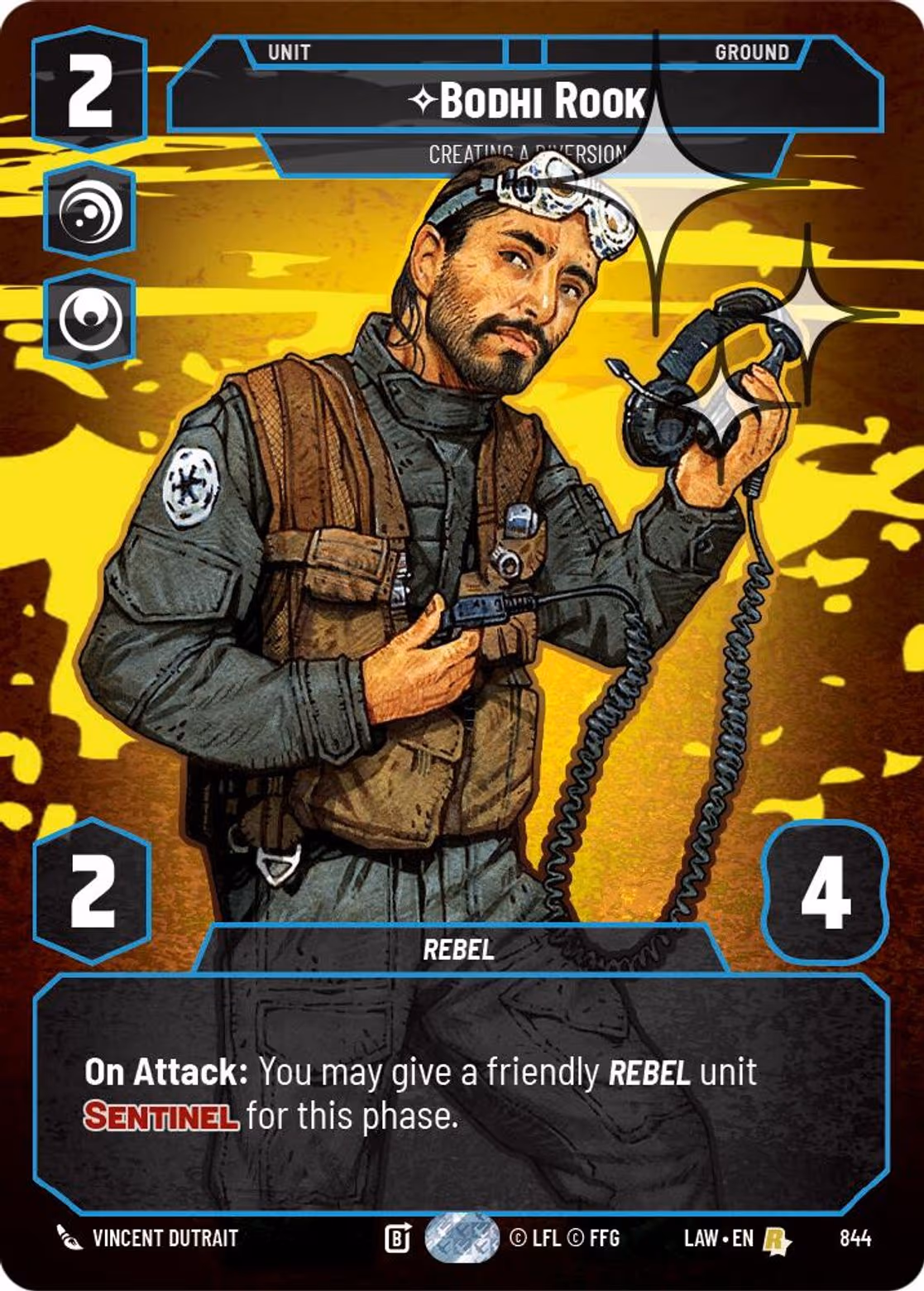 Bodhi Rook - Creating a Diversion LAW-844 Prestige Foil Star Wars Unlimited card