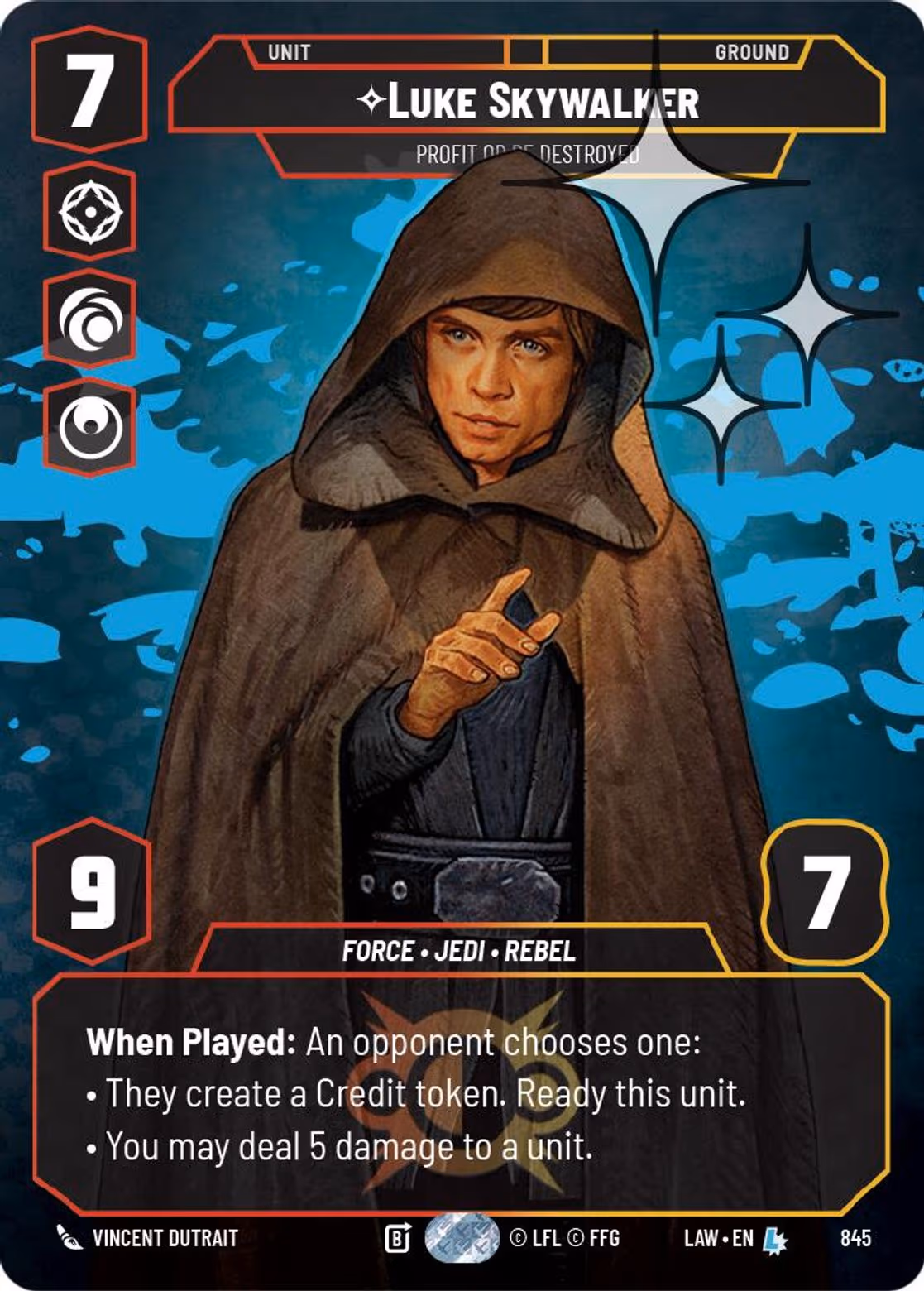 Luke Skywalker - Profit or be Destroyed LAW-845 Prestige Foil Star Wars Unlimited card