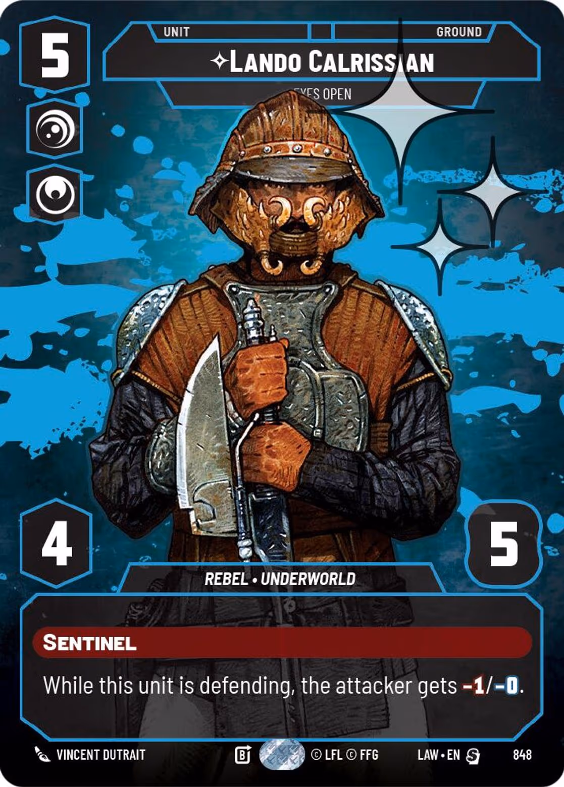 Lando Calrissian - Eyes Open LAW-848 Prestige Foil Star Wars Unlimited card