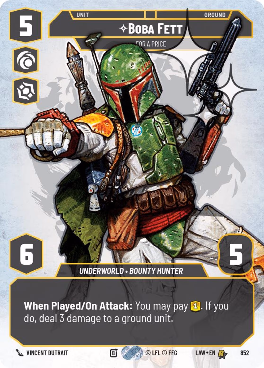 Boba Fett - For a Price LAW-852 Prestige Foil Star Wars Unlimited card