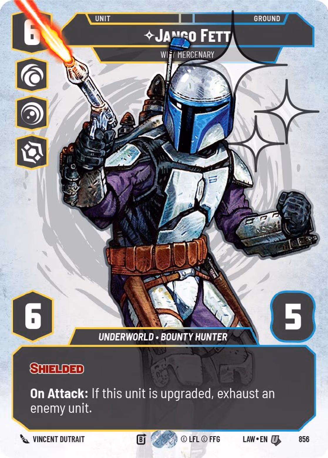Jango Fett - Wily Mercenary LAW-856 Prestige Foil Star Wars Unlimited card