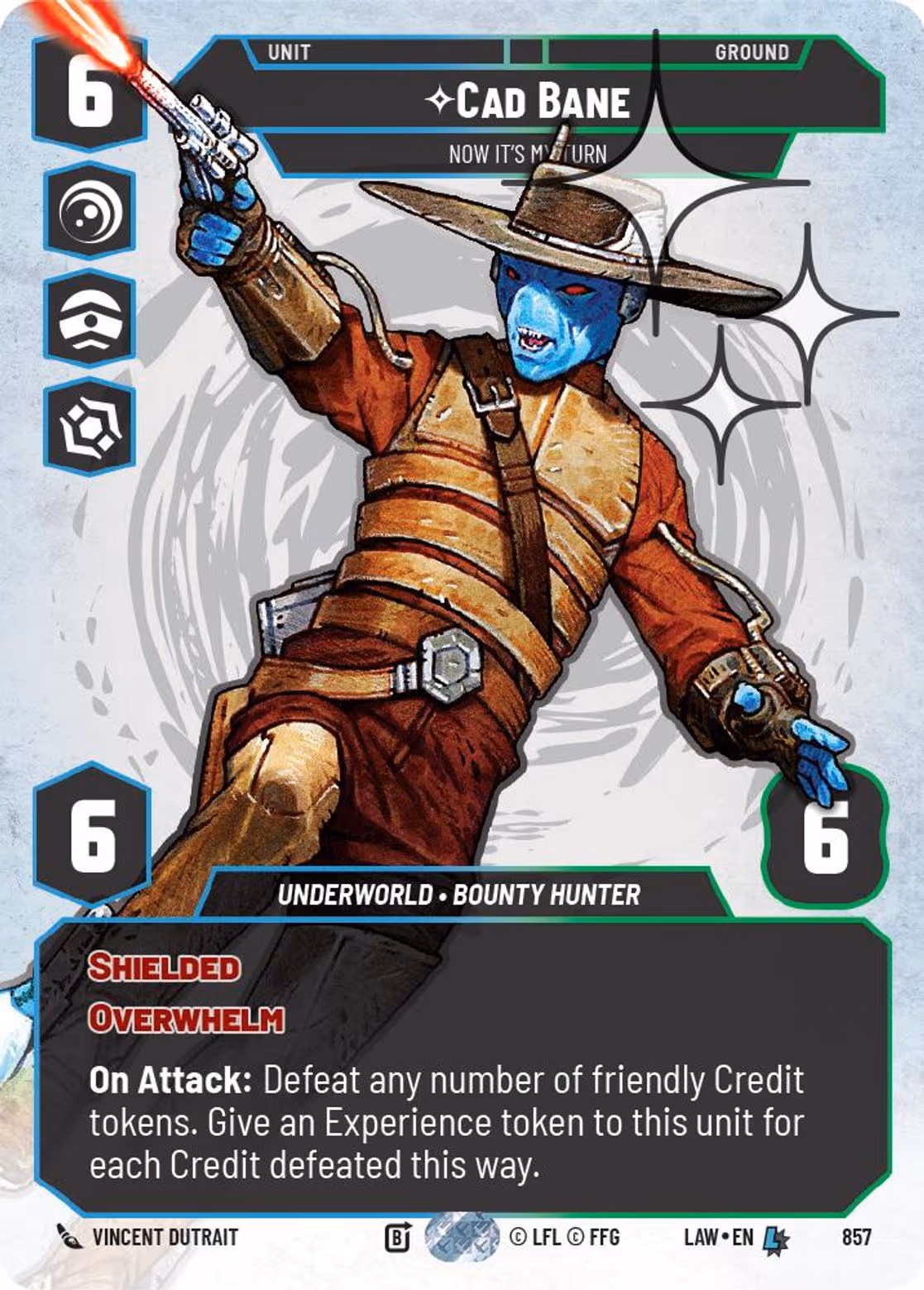 Cad Bane - Now it's My Turn LAW-857 Prestige Foil Star Wars Unlimited card