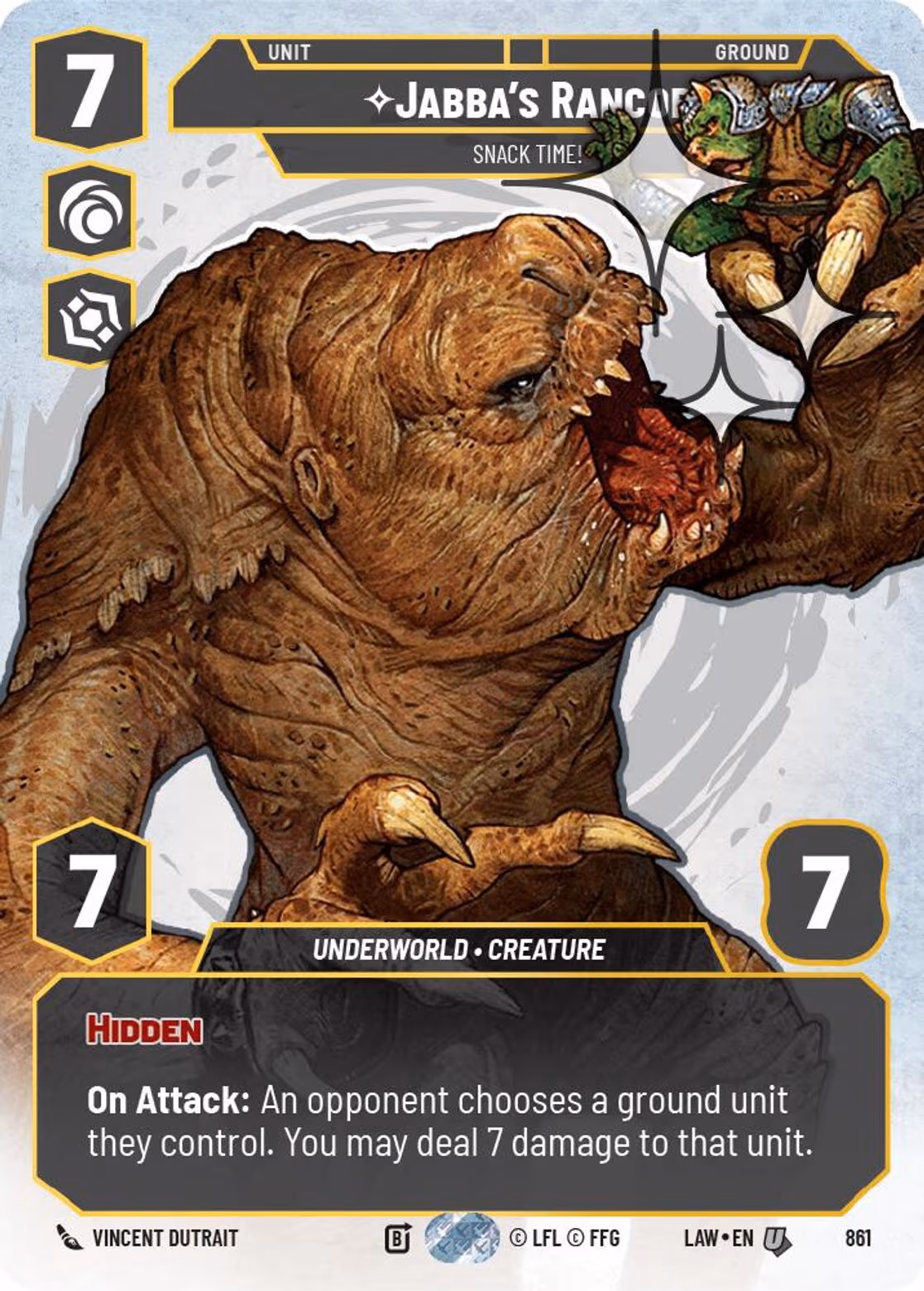 Jabba's Rancor - Snack Time! LAW-861 Prestige Foil Star Wars Unlimited card