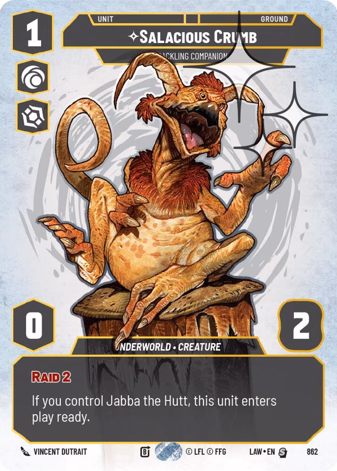 Salacious Crumb - Cackling Companion LAW-862 Prestige Foil Star Wars Unlimited card