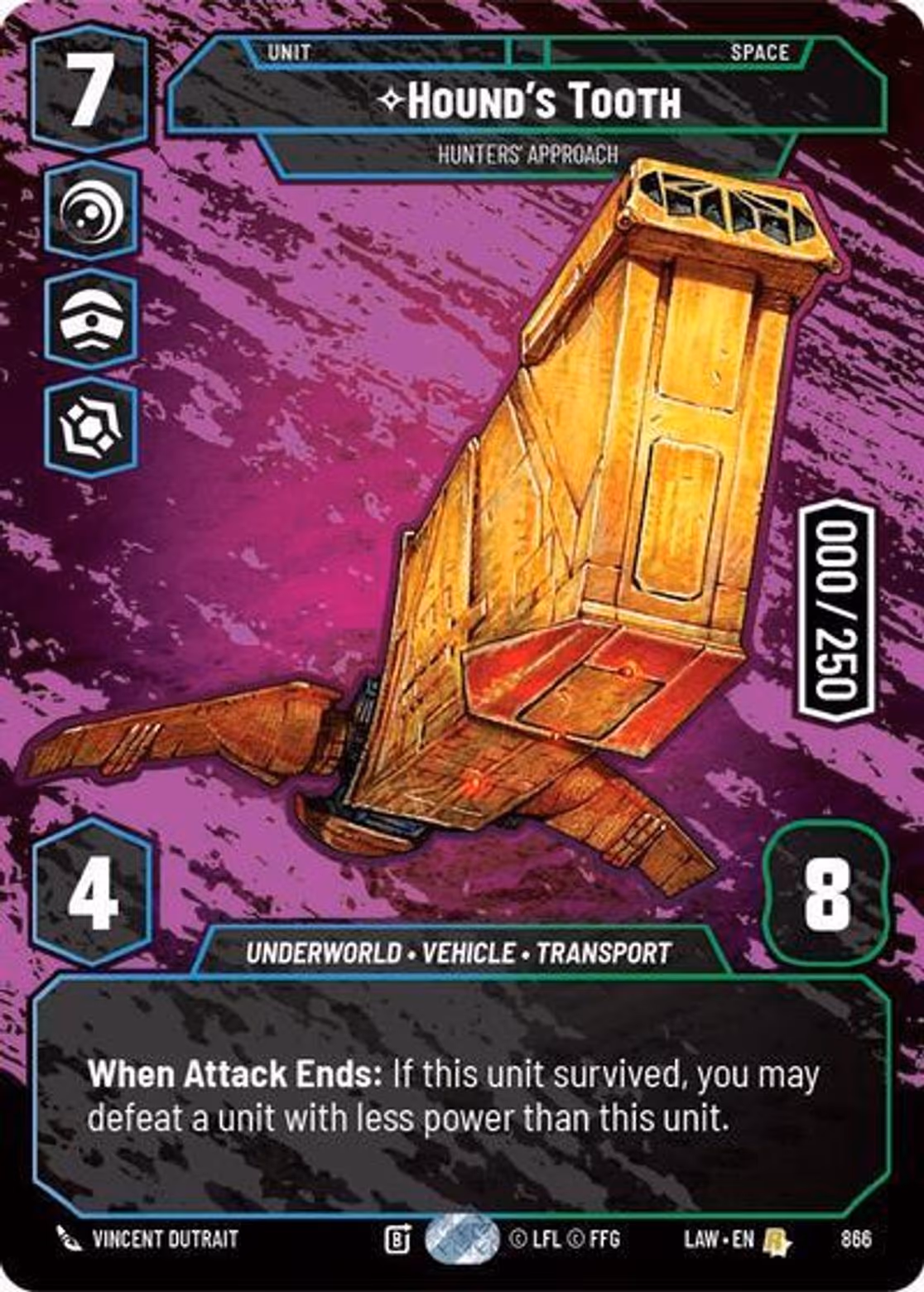 Hound's Tooth - Hunters' Approach LAW-866 Prestige Serialized Star Wars Unlimited card