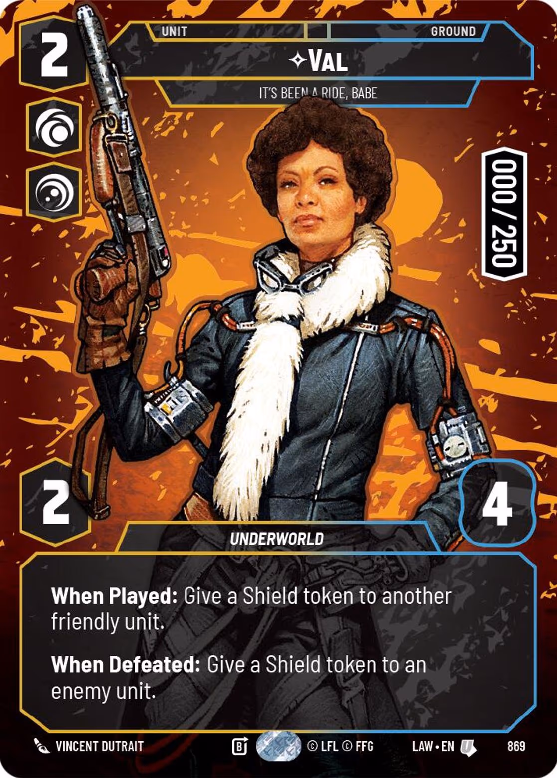 Val - It's Been a Ride, Babe LAW-869 Prestige Serialized Star Wars Unlimited card