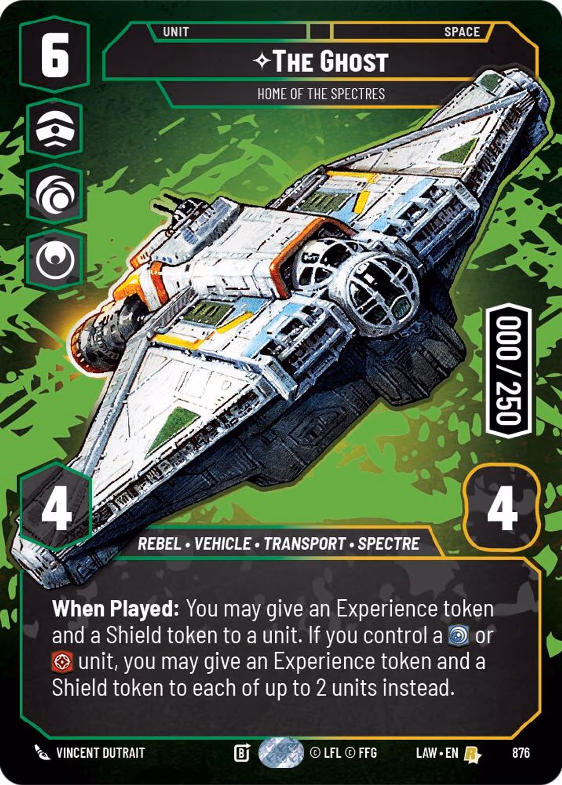The Ghost - Home of the Spectres LAW-876 Prestige Serialized Star Wars Unlimited card