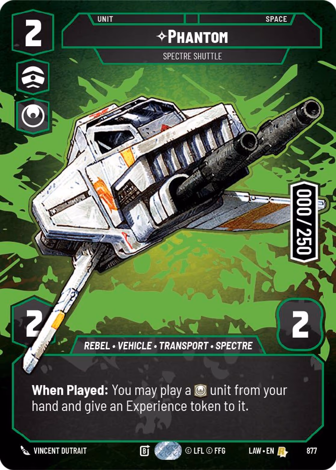 Phantom - Spectre Shuttle LAW-877 Prestige Serialized Star Wars Unlimited card