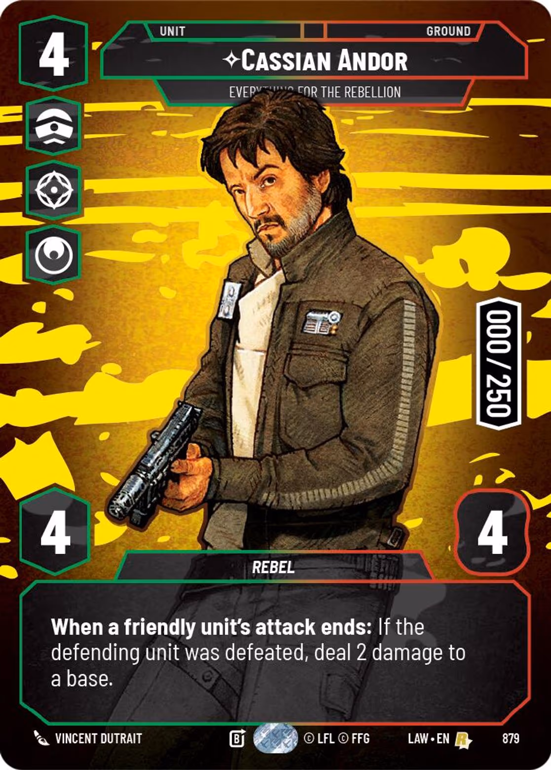 Cassian Andor - Everything for the Rebellion LAW-879 Prestige Serialized Star Wars Unlimited card