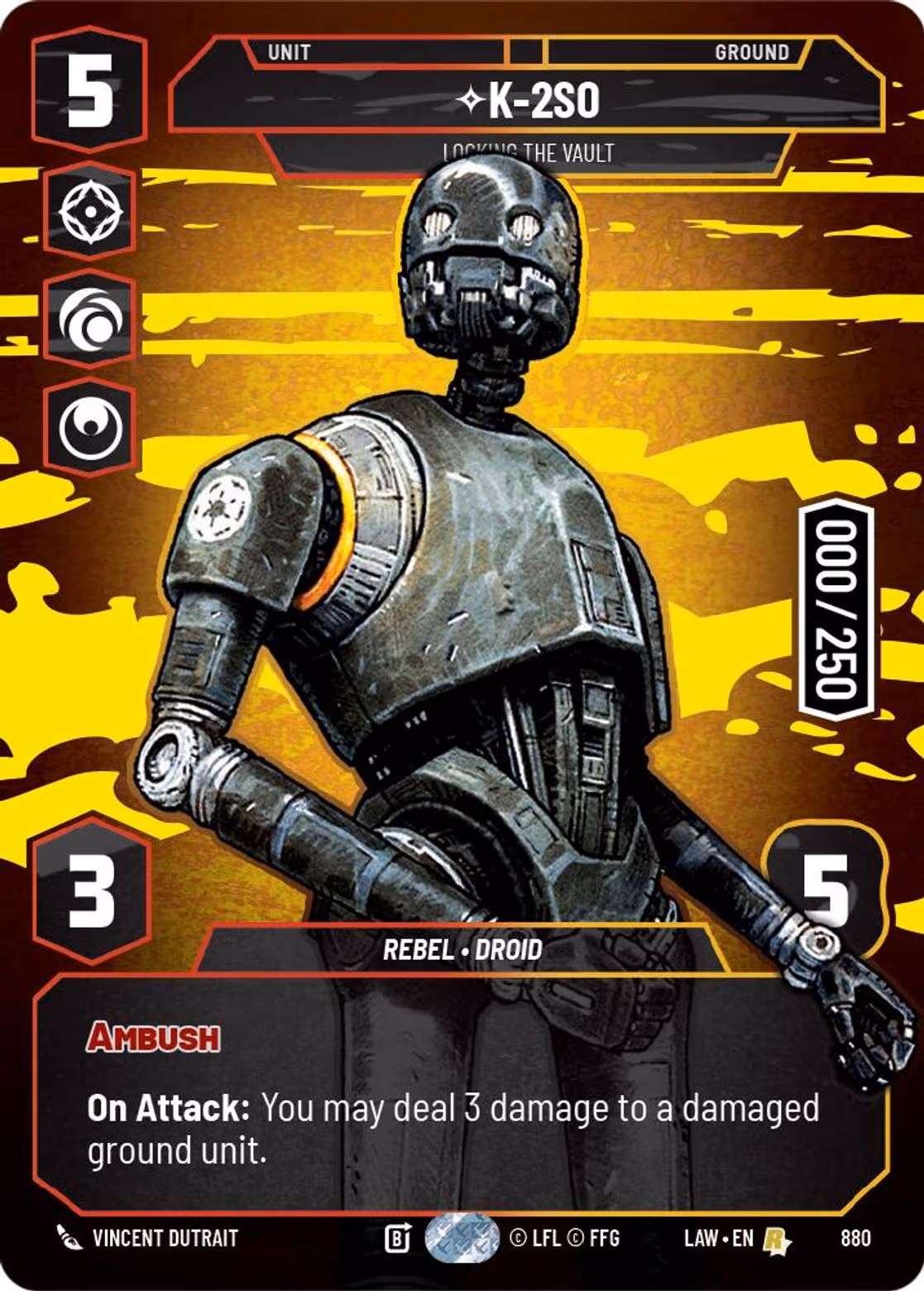 K-2S0 - Locking the Vault LAW-880 Prestige Serialized Star Wars Unlimited card