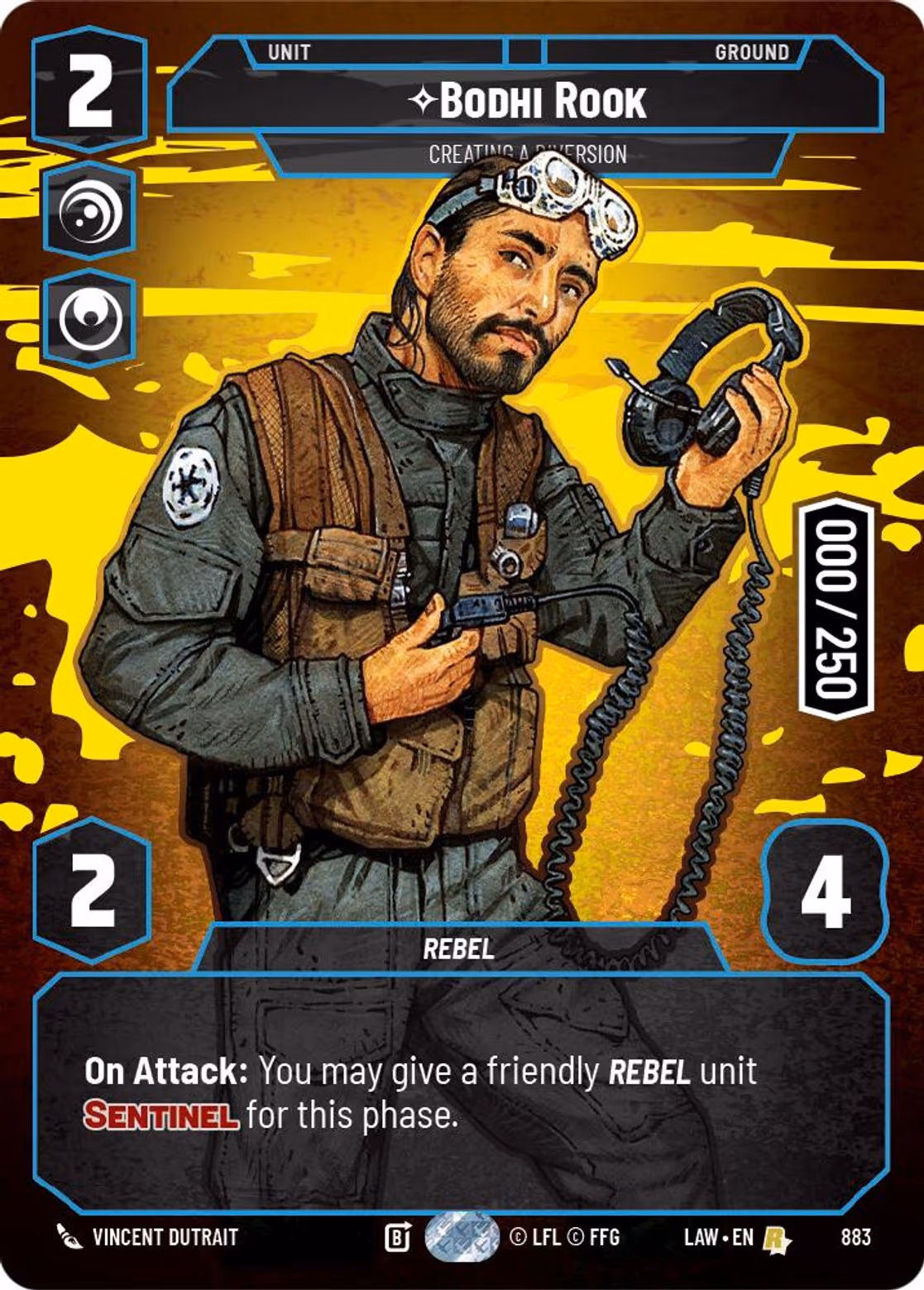 Bodhi Rook - Creating a Diversion LAW-883 Prestige Serialized Star Wars Unlimited card