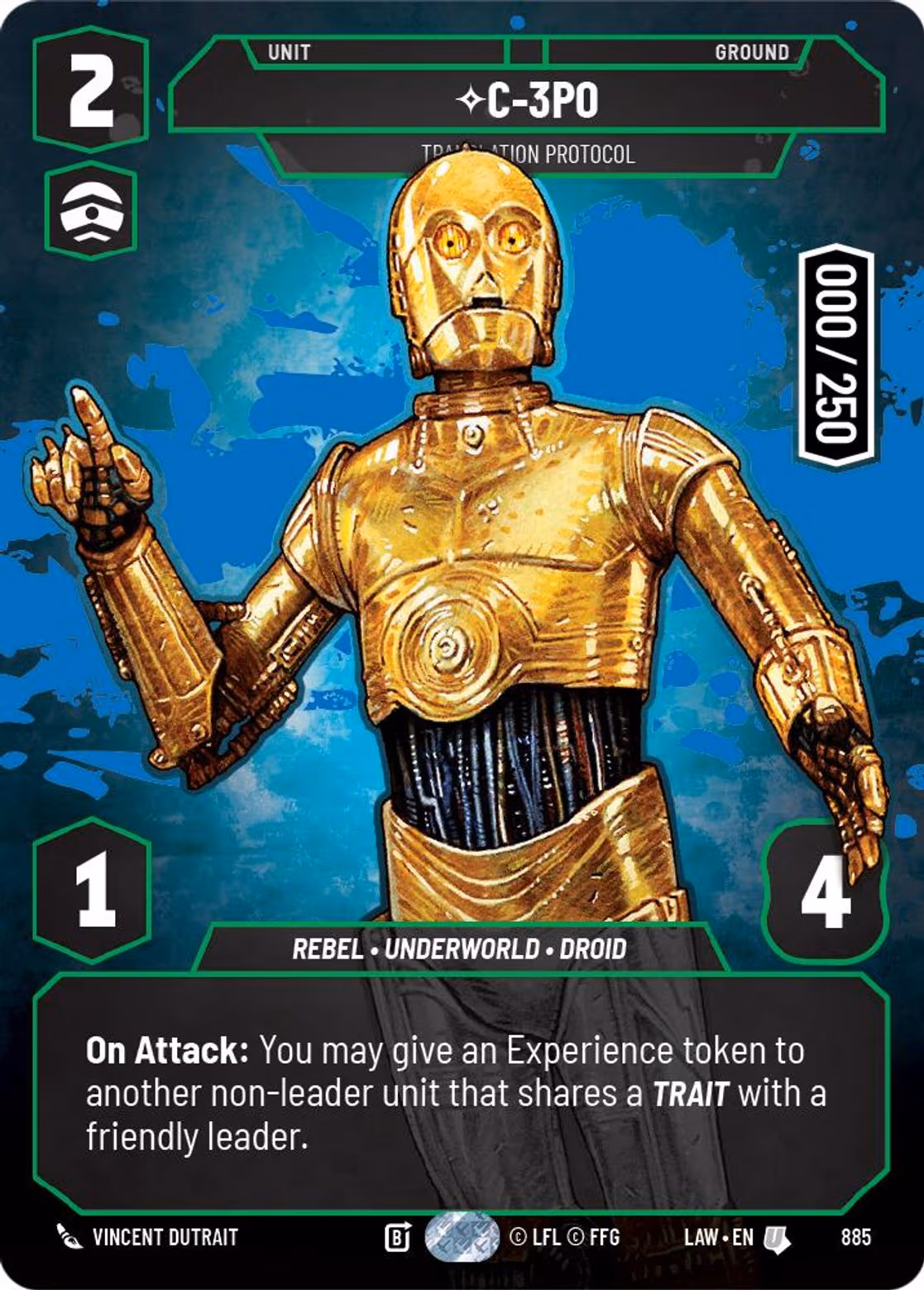 C-3P0 - Translation Protocol LAW-885 Prestige Serialized Star Wars Unlimited card