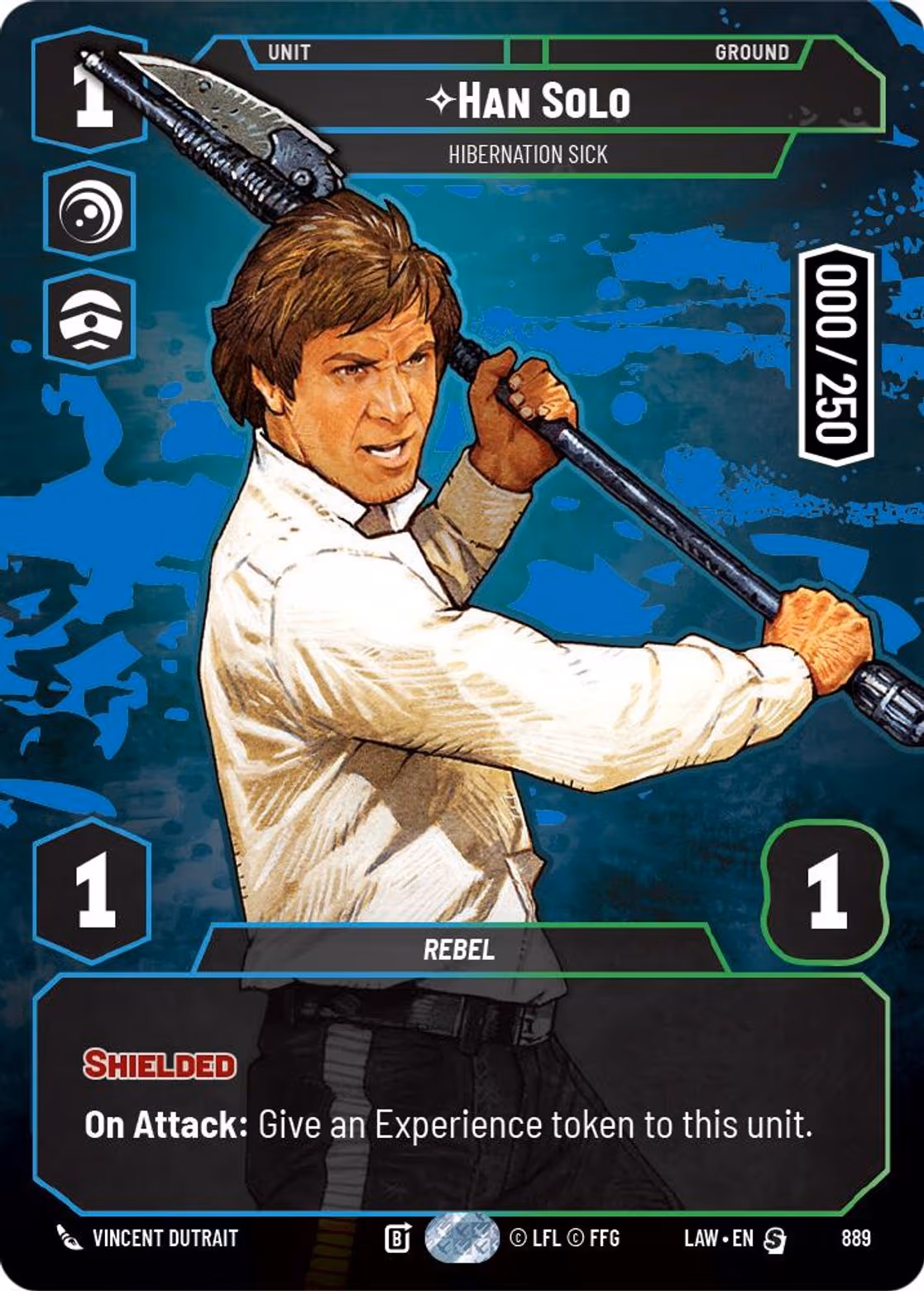 Han Solo - Hibernation Sick LAW-889 Prestige Serialized Star Wars Unlimited card
