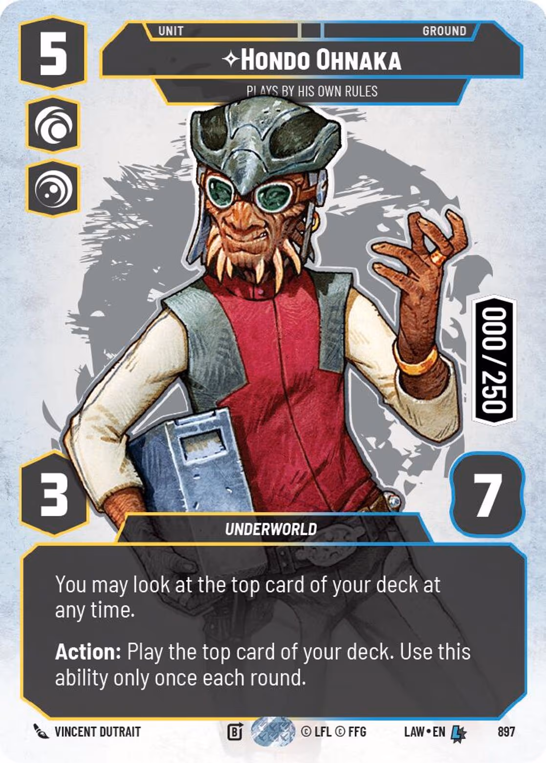 Hondo Ohnaka - Plays By His Own Rules LAW-897 Prestige Serialized Star Wars Unlimited card