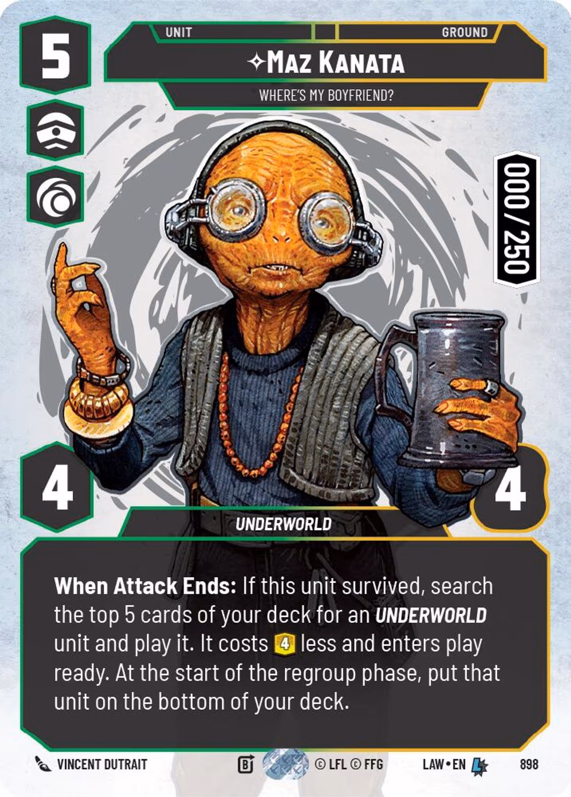 Maz Kanata - Where's My Boyfriend? LAW-898 Prestige Serialized Star Wars Unlimited card